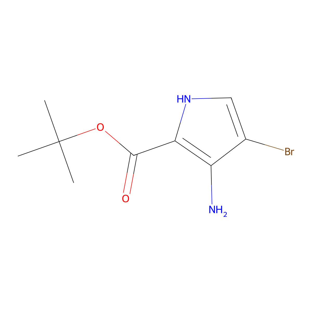 tert-butyl 3-amino-4-bromo-1H-pyrrole-2-carboxylate molecular structure, CAS 2639412-50-1