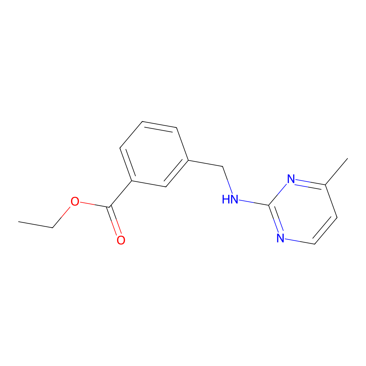 Ethyl 3-{[(4-methylpyrimidin-2-yl)amino]methyl}benzoate molecular structure, CAS 2639412-62-5