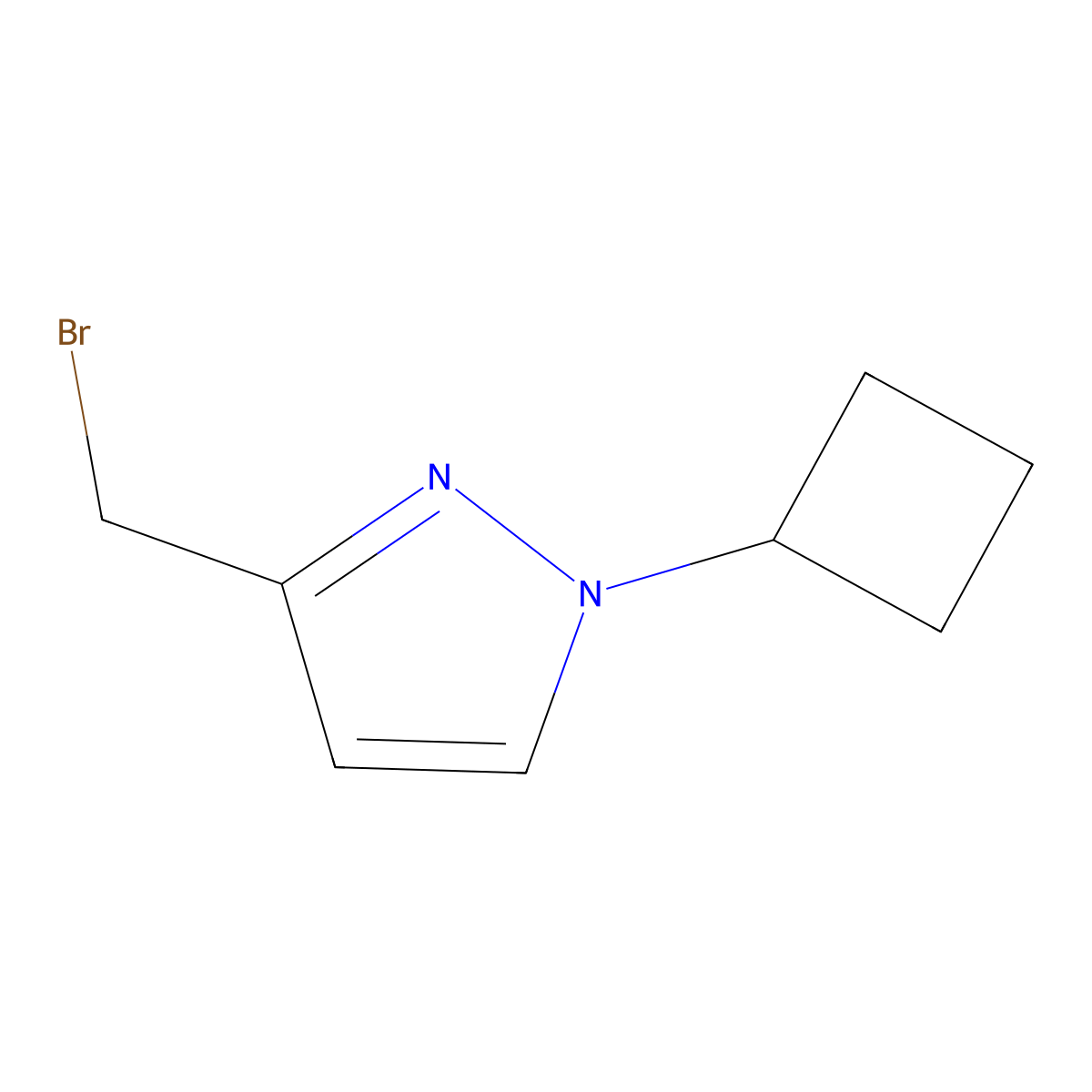 3-(bromomethyl)-1-cyclobutyl-1H-pyrazole molecular structure, CAS 2639412-63-6