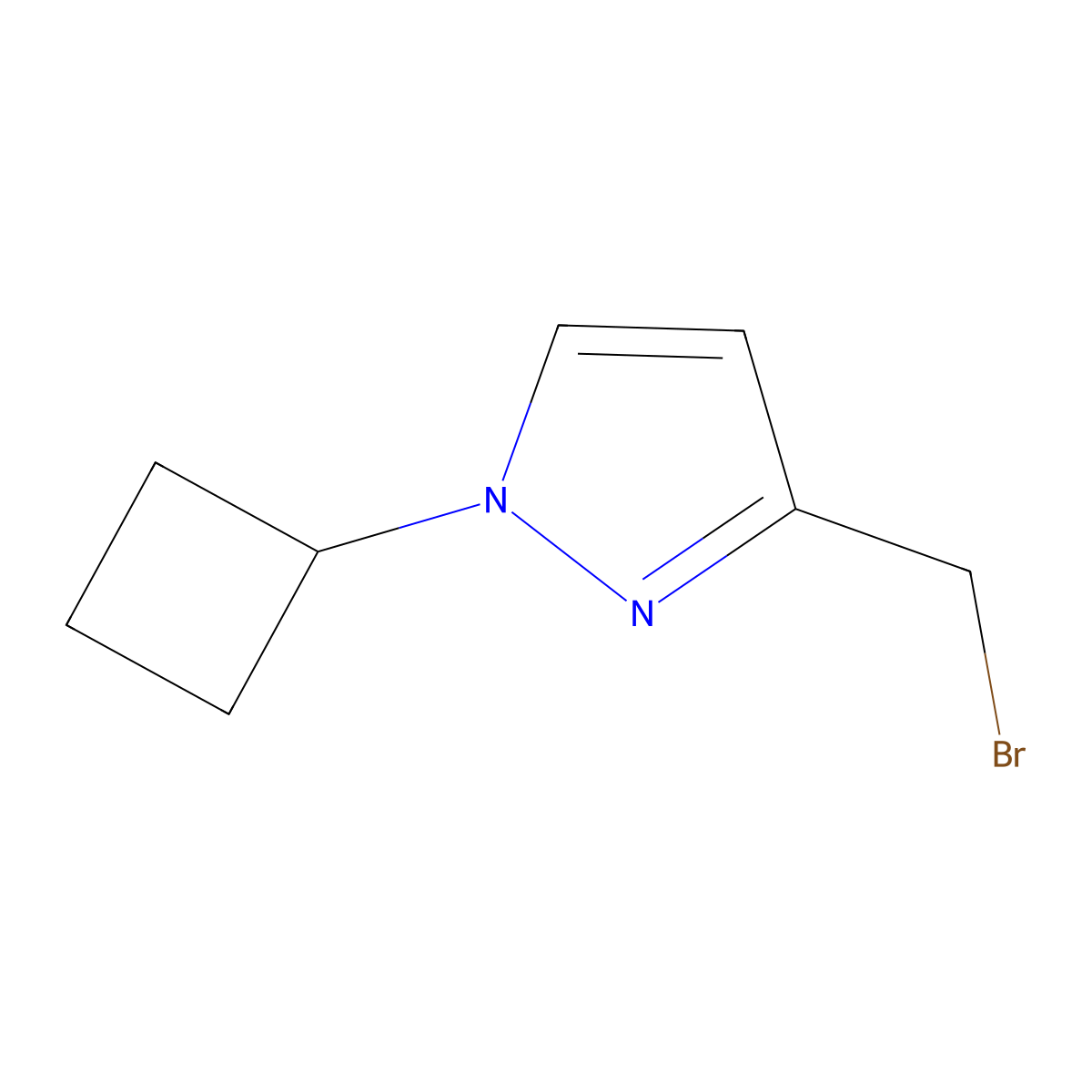 3-(bromomethyl)-1-cyclobutyl-1H-pyrazole molecular structure, CAS 2639412-63-6