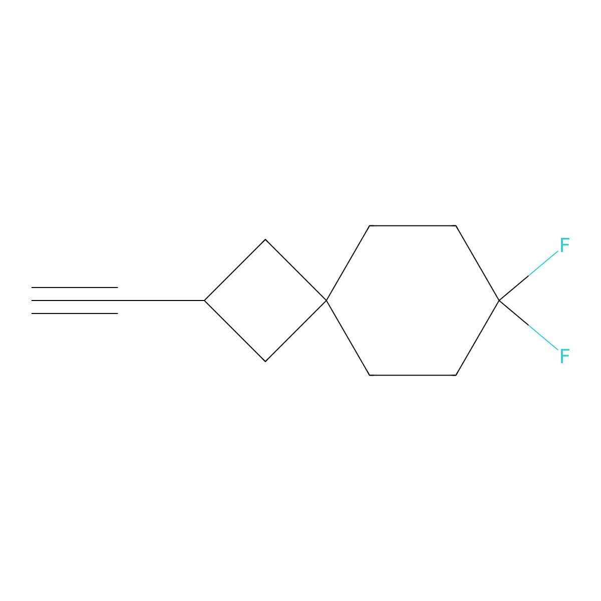 2-Ethynyl-7,7-difluorospiro[3.5]nonane molecular structure, CAS 2639412-70-5