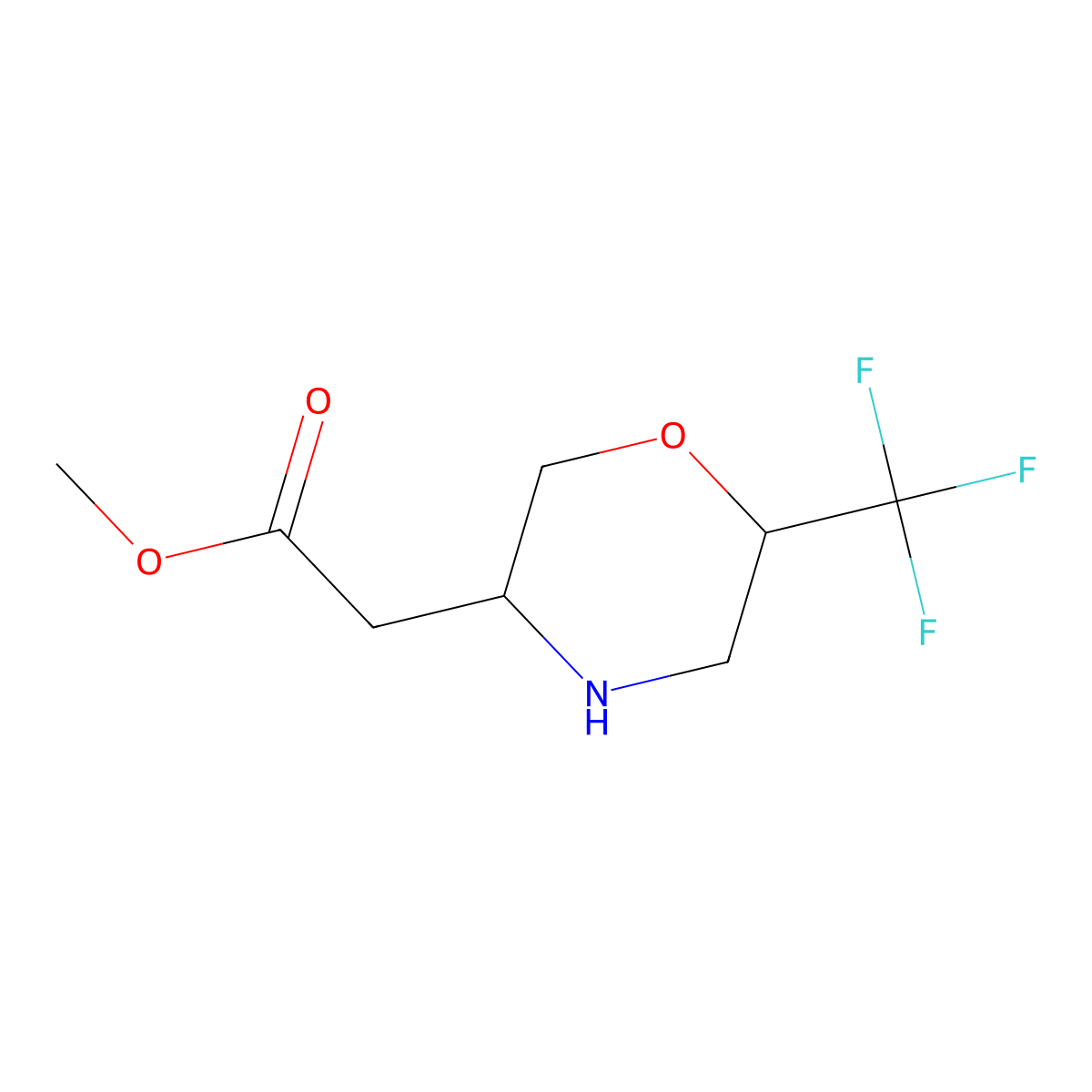 Methyl 2-[6-(trifluoromethyl)morpholin-3-yl]acetate molecular structure, CAS 2639412-74-9