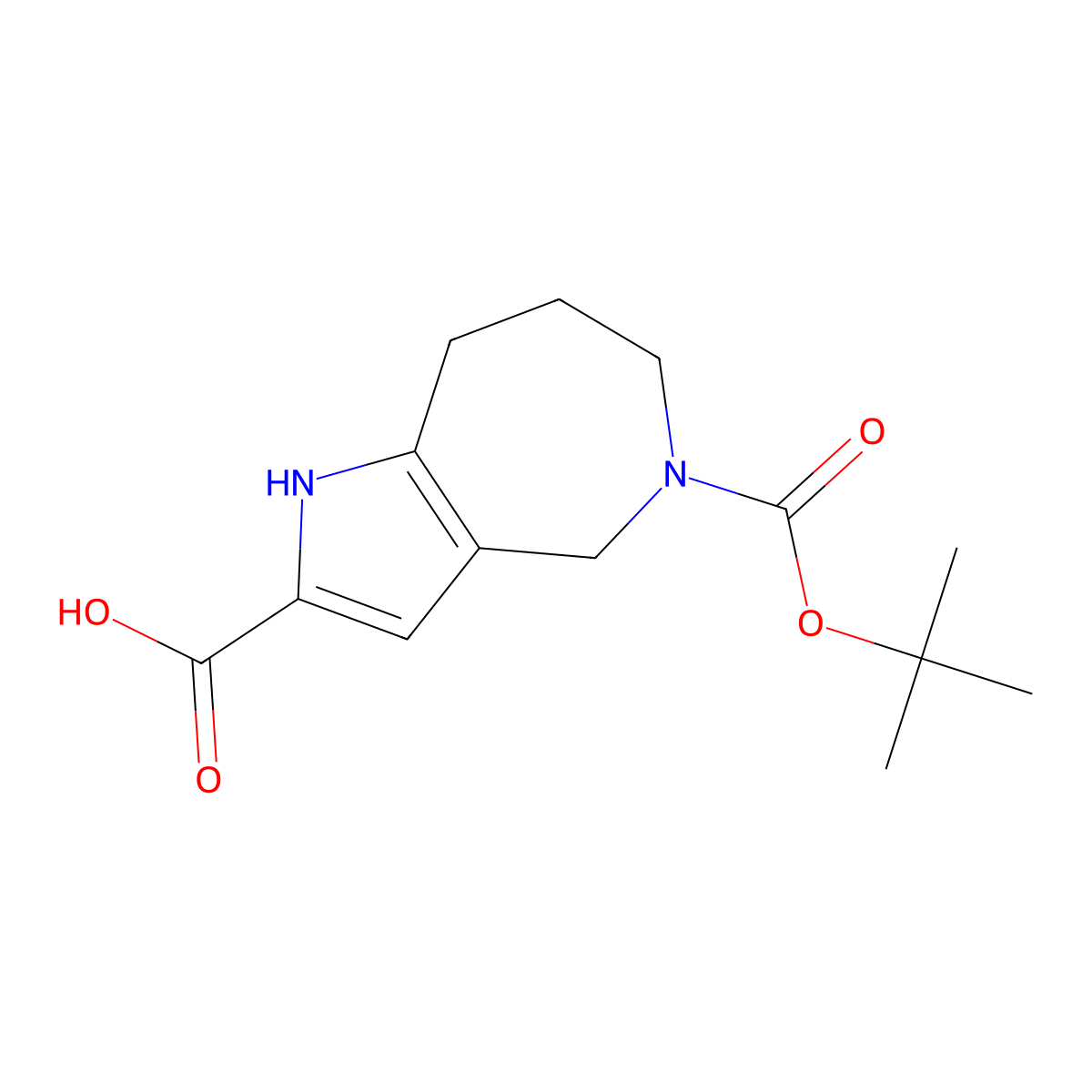 5-[(tert-butoxy)carbonyl]-1H,4H,5H,6H,7H,8H-pyrrolo[3,2-c]azepine-2-carboxylic acid molecular structure, CAS 2639412-85-2
