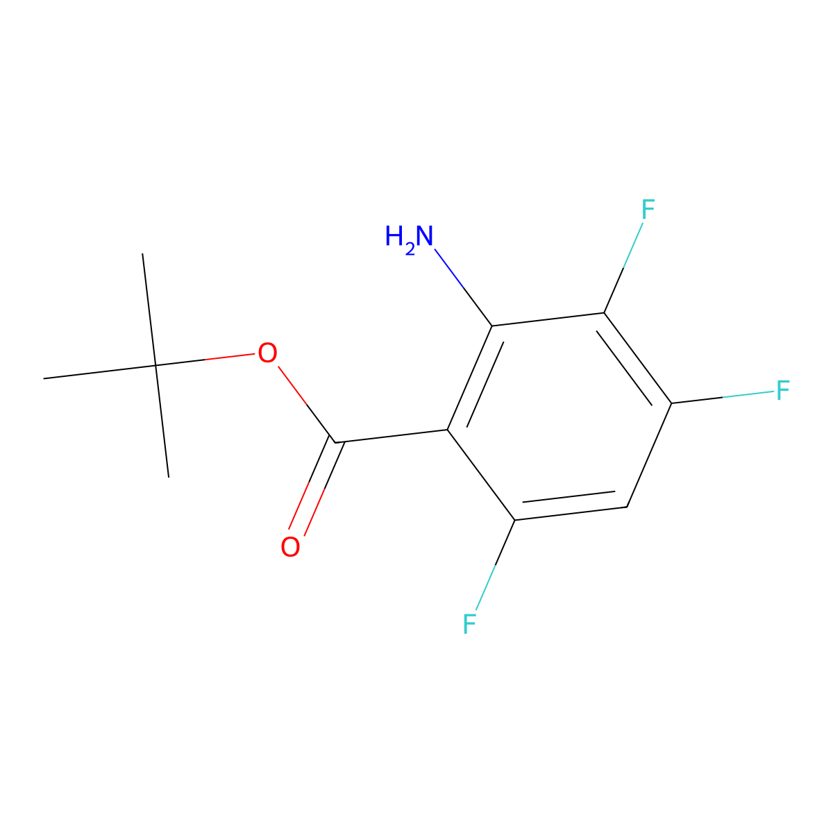 Tert-butyl 2-amino-3,4,6-trifluorobenzoate molecular structure, CAS 2639412-91-0