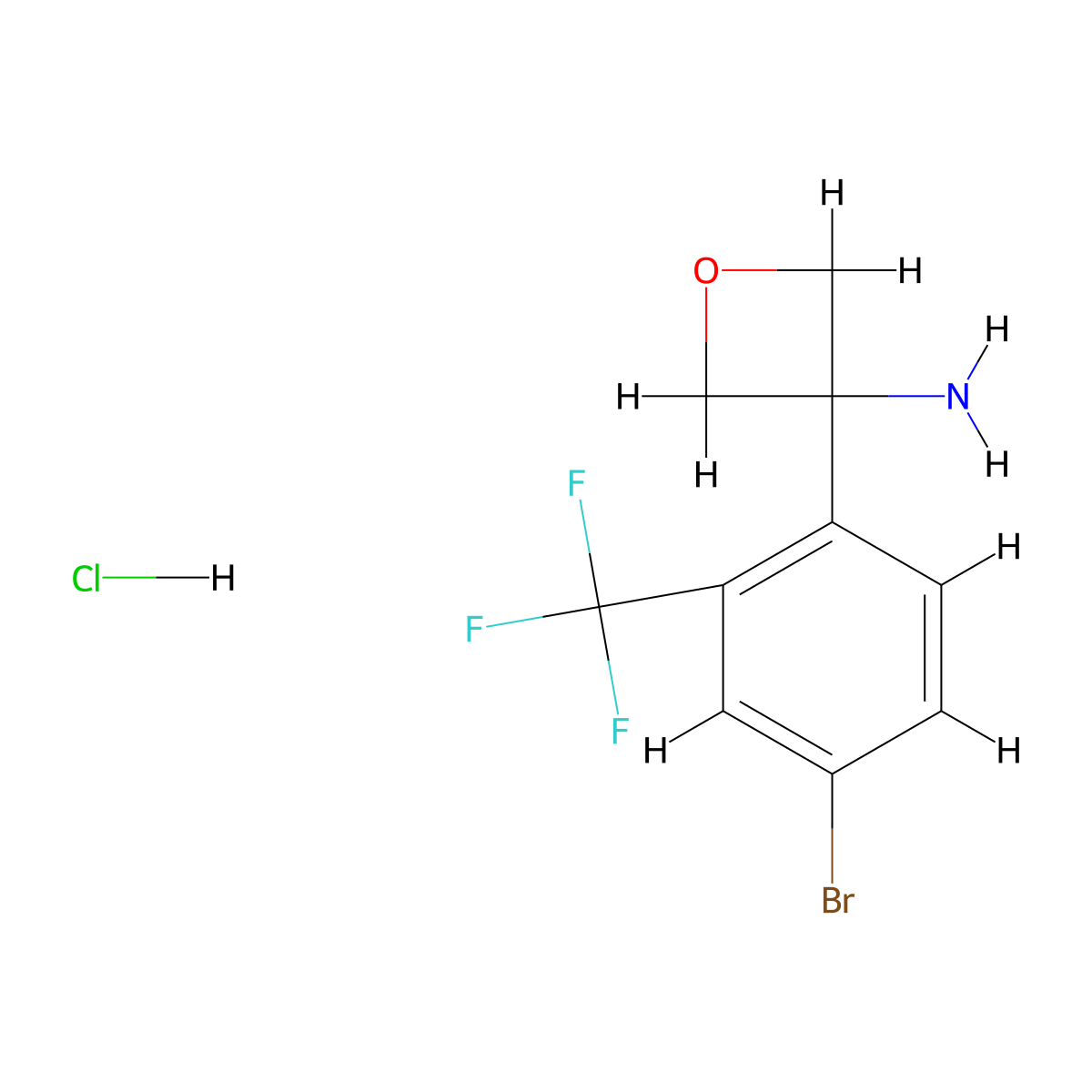 3-[4-Bromo-2-(trifluoromethyl)phenyl]oxetan-3-aminehydrochloride molecular structure, CAS 2639412-95-4