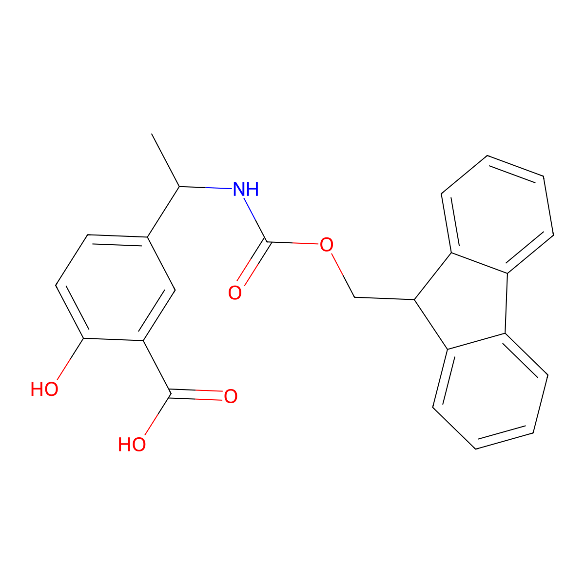5-[1-({[(9H-fluoren-9-yl)methoxy]carbonyl}amino)ethyl]-2-hydroxybenzoic acid molecular structure, CAS 2639413-01-5