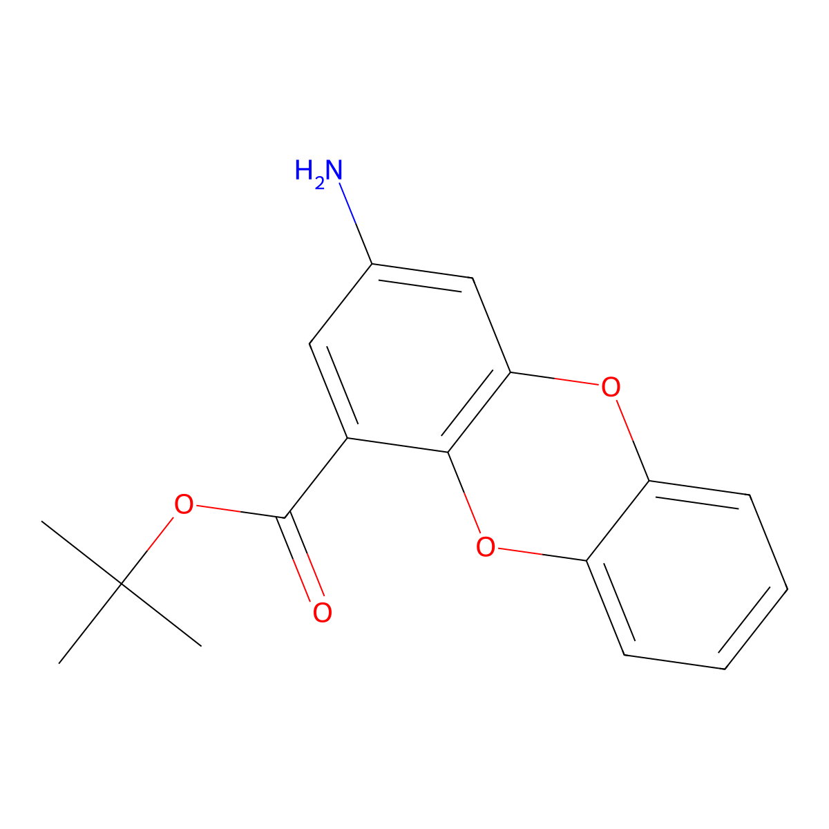Tert-butyl 3-aminooxanthrene-1-carboxylate molecular structure, CAS 2639413-03-7