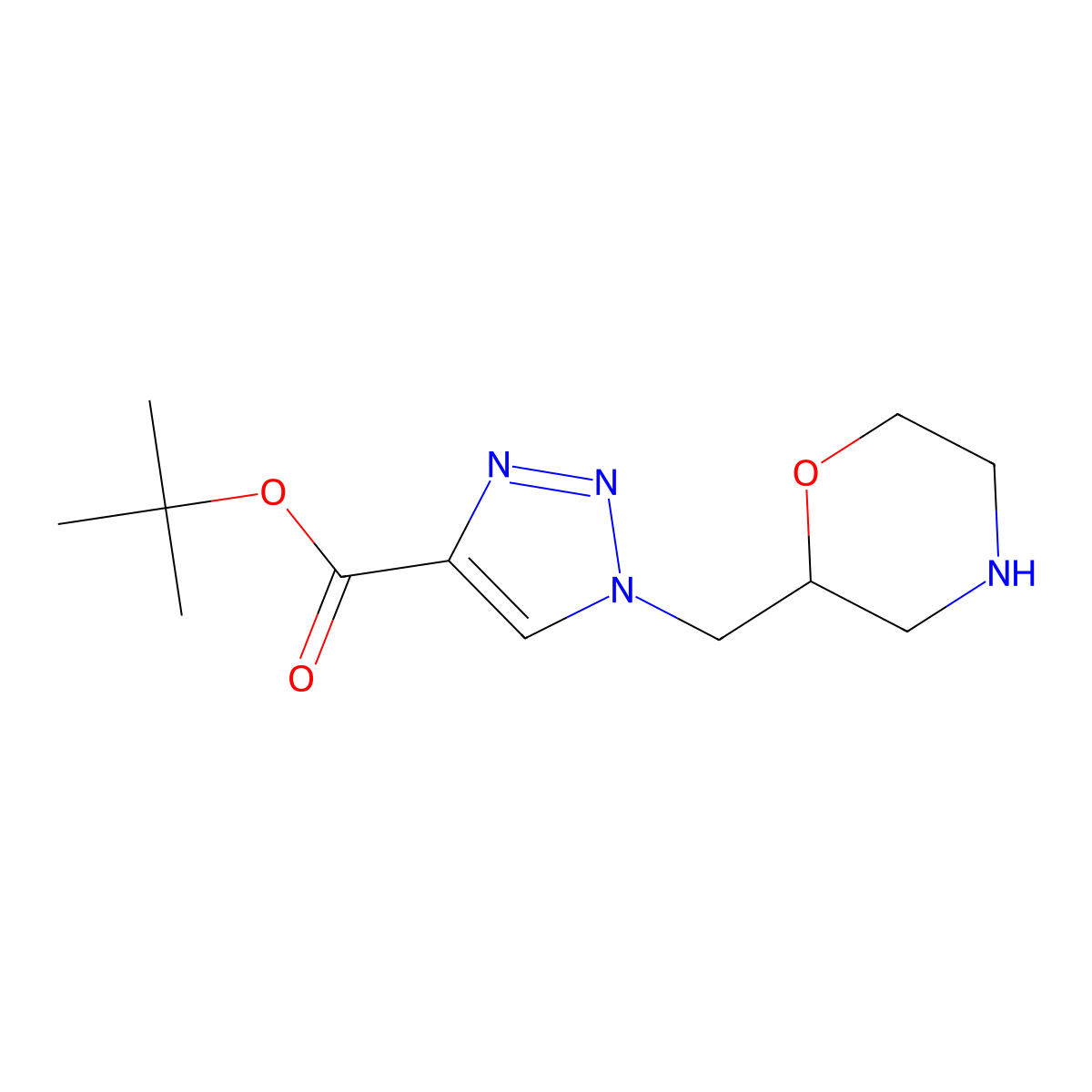 tert-butyl 1-[(morpholin-2-yl)methyl]-1H-1,2,3-triazole-4-carboxylate molecular structure, CAS 2639413-12-8