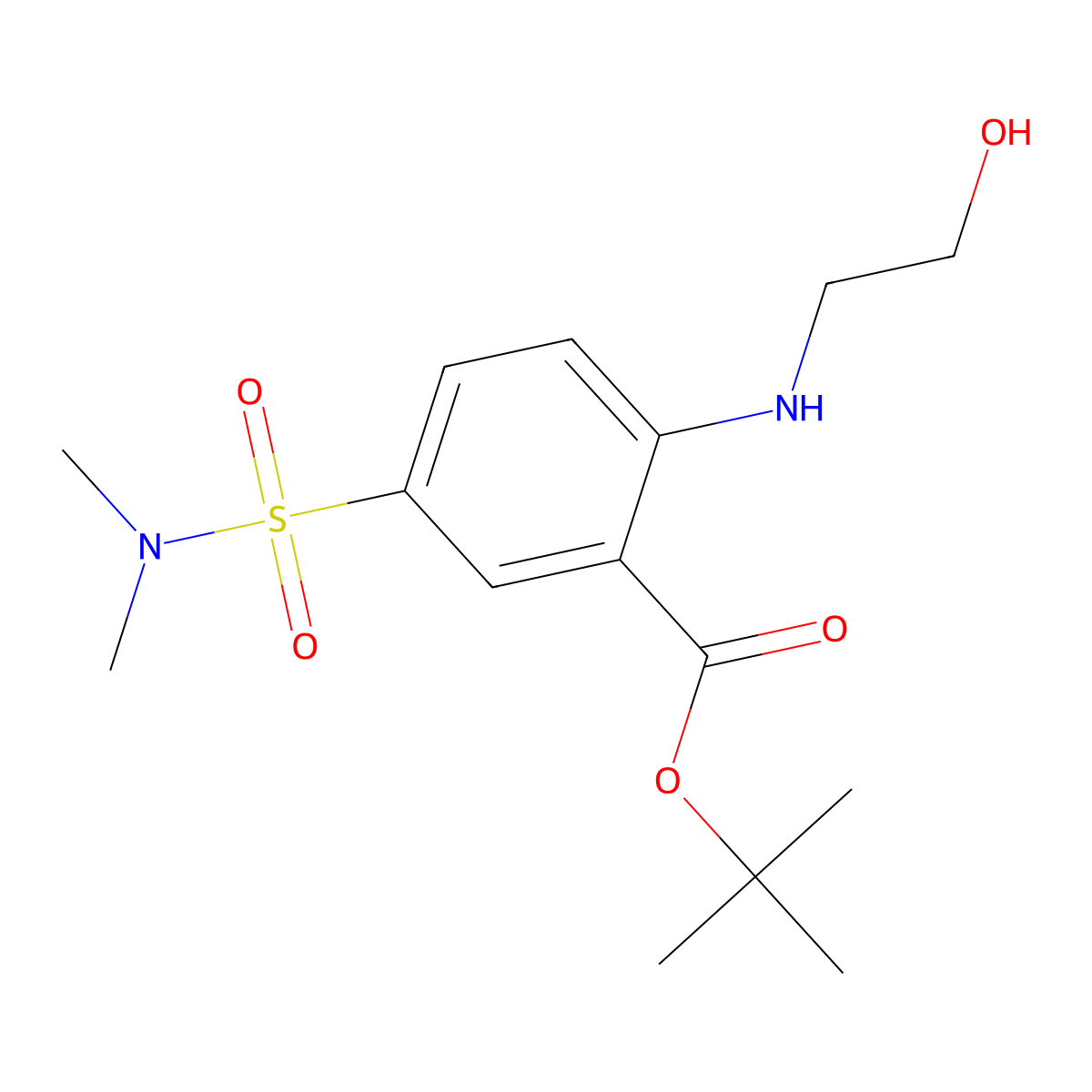 Tert-butyl 5-(dimethylsulfamoyl)-2-[(2-hydroxyethyl)amino]benzoate molecular structure, CAS 2639413-14-0