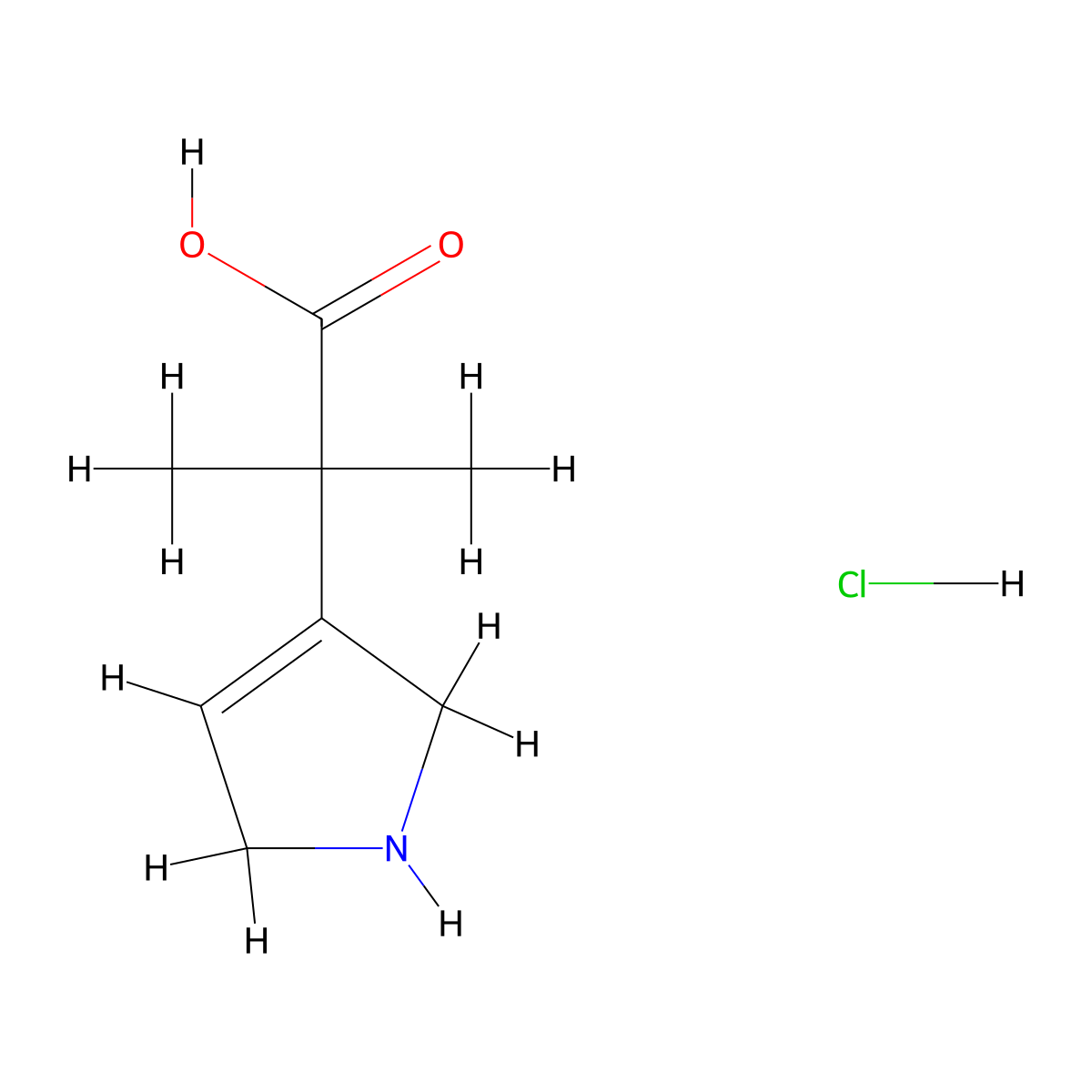 2-(2,5-dihydro-1H-pyrrol-3-yl)-2-methylpropanoic acid hydrochloride molecular structure, CAS 2639413-17-3