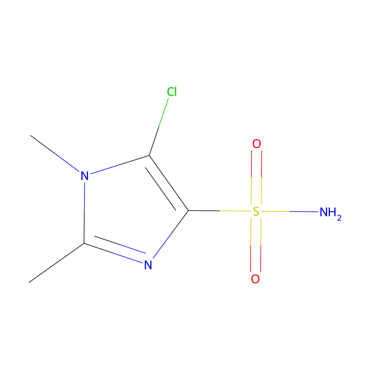 5-chloro-1,2-dimethyl-1H-imidazole-4-sulfonamide molecular structure, CAS 2639413-23-1