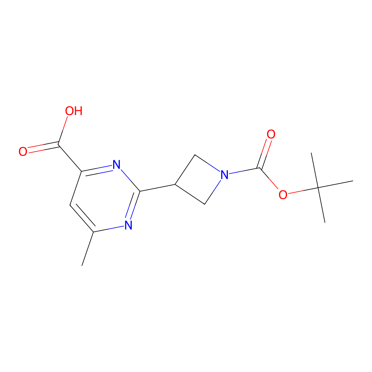 2-{1-[(Tert-butoxy)carbonyl]azetidin-3-yl}-6-methylpyrimidine-4-carboxylic acid molecular structure, CAS 2639413-25-3