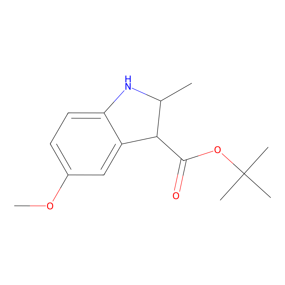 tert-butyl 5-methoxy-2-methyl-2,3-dihydro-1H-indole-3-carboxylate molecular structure, CAS 2639413-27-5