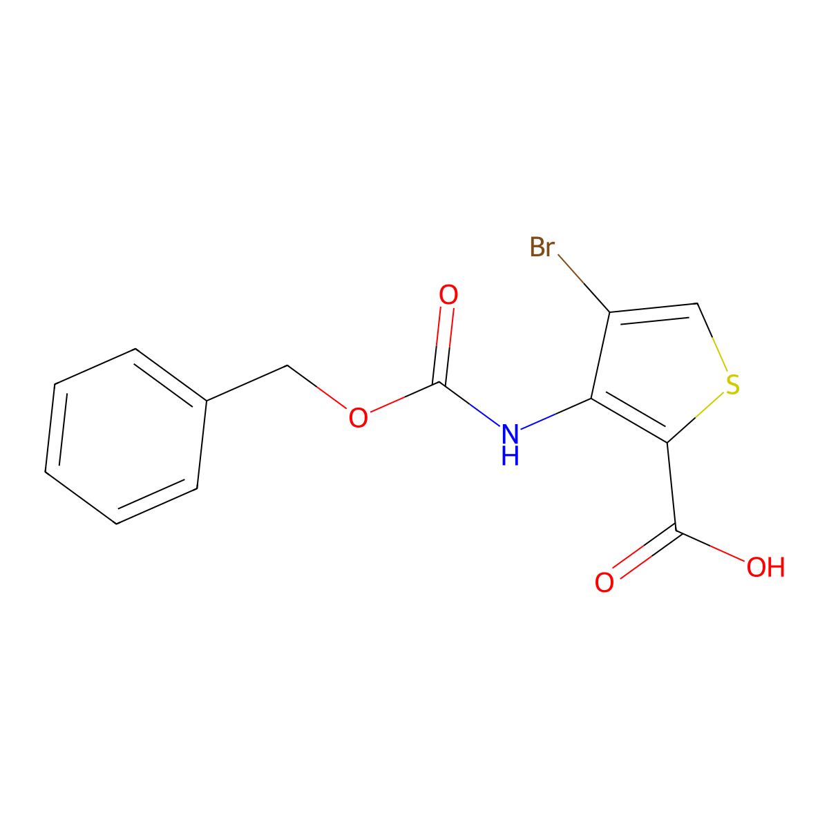 3-{[(Benzyloxy)carbonyl]amino}-4-bromothiophene-2-carboxylic acid molecular structure, CAS 2639413-36-6