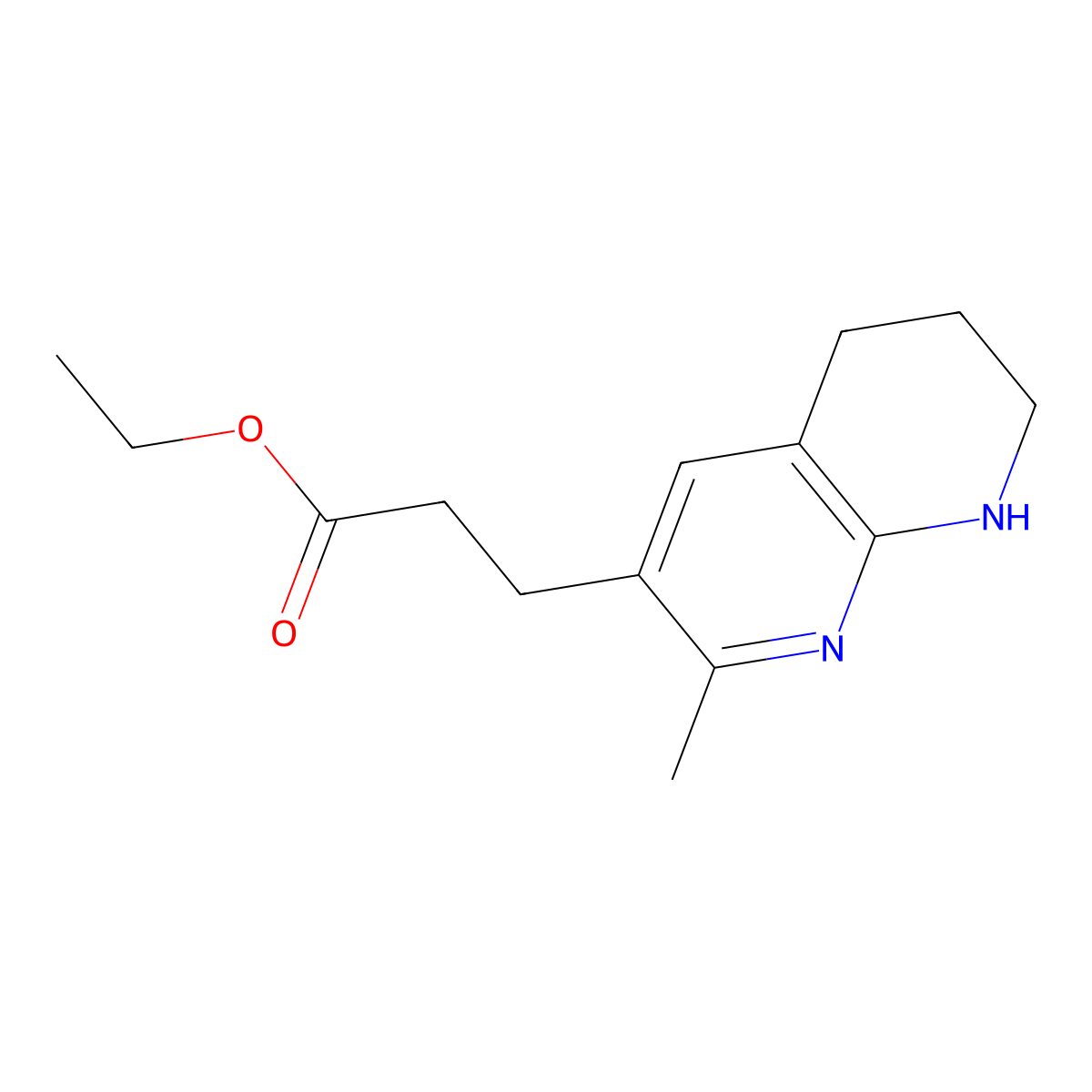 Ethyl 3-(2-methyl-5,6,7,8-tetrahydro-1,8-naphthyridin-3-yl)propanoate molecular structure, CAS 2639413-41-3