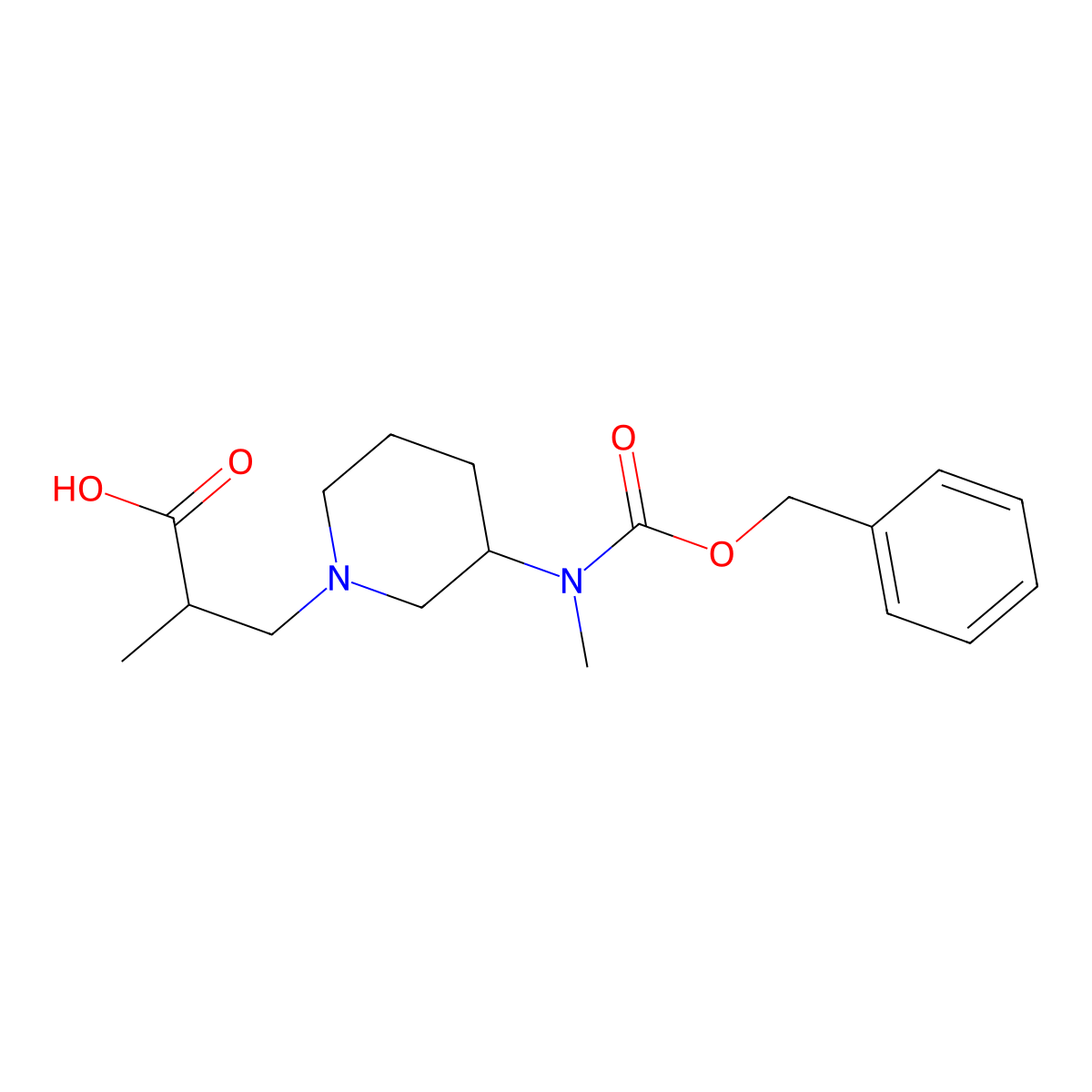 3-(3-{[(Benzyloxy)carbonyl](methyl)amino}piperidin-1-yl)-2-methylpropanoic acid molecular structure, CAS 2639413-49-1