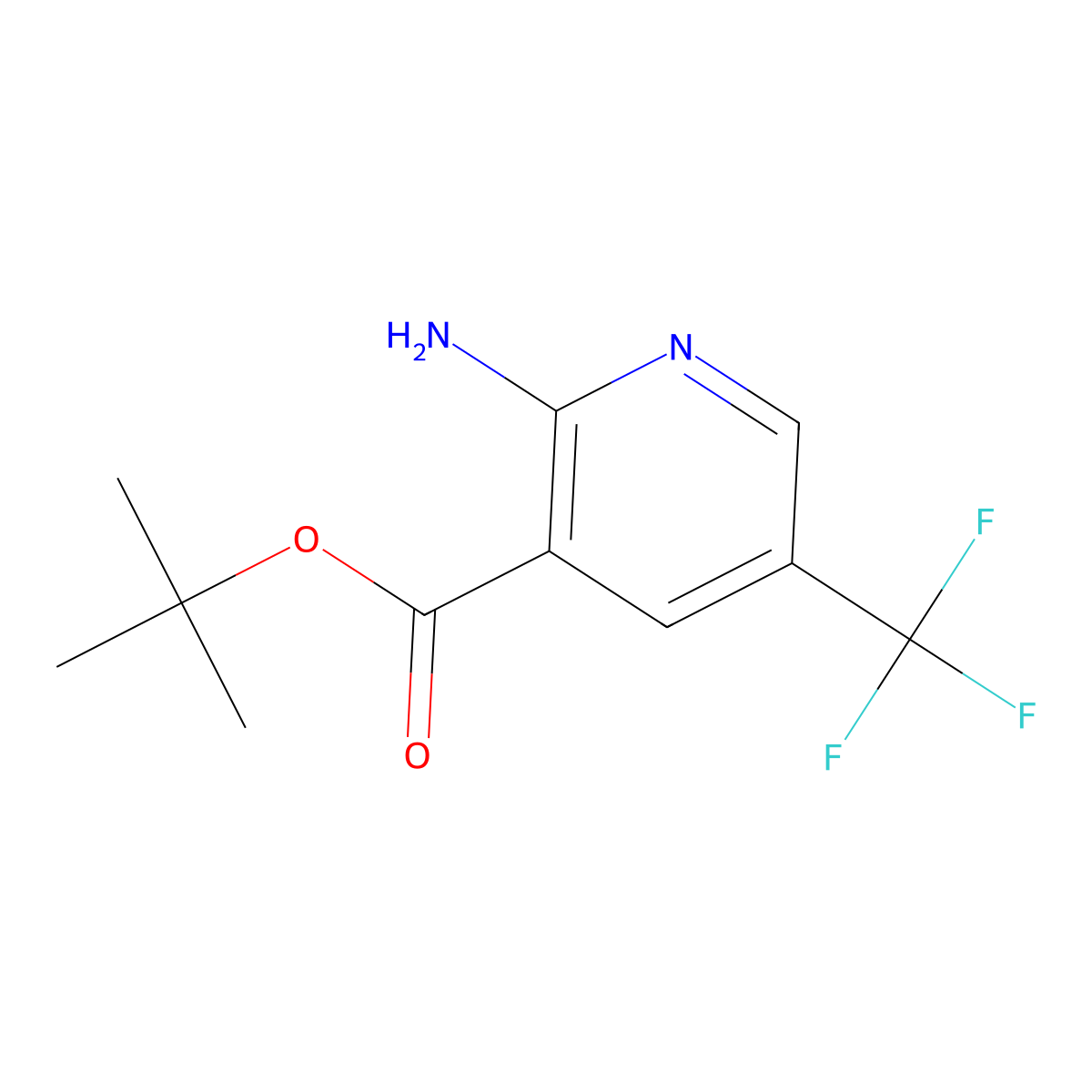 Tert-butyl 2-amino-5-(trifluoromethyl)pyridine-3-carboxylate molecular structure, CAS 2639413-53-7