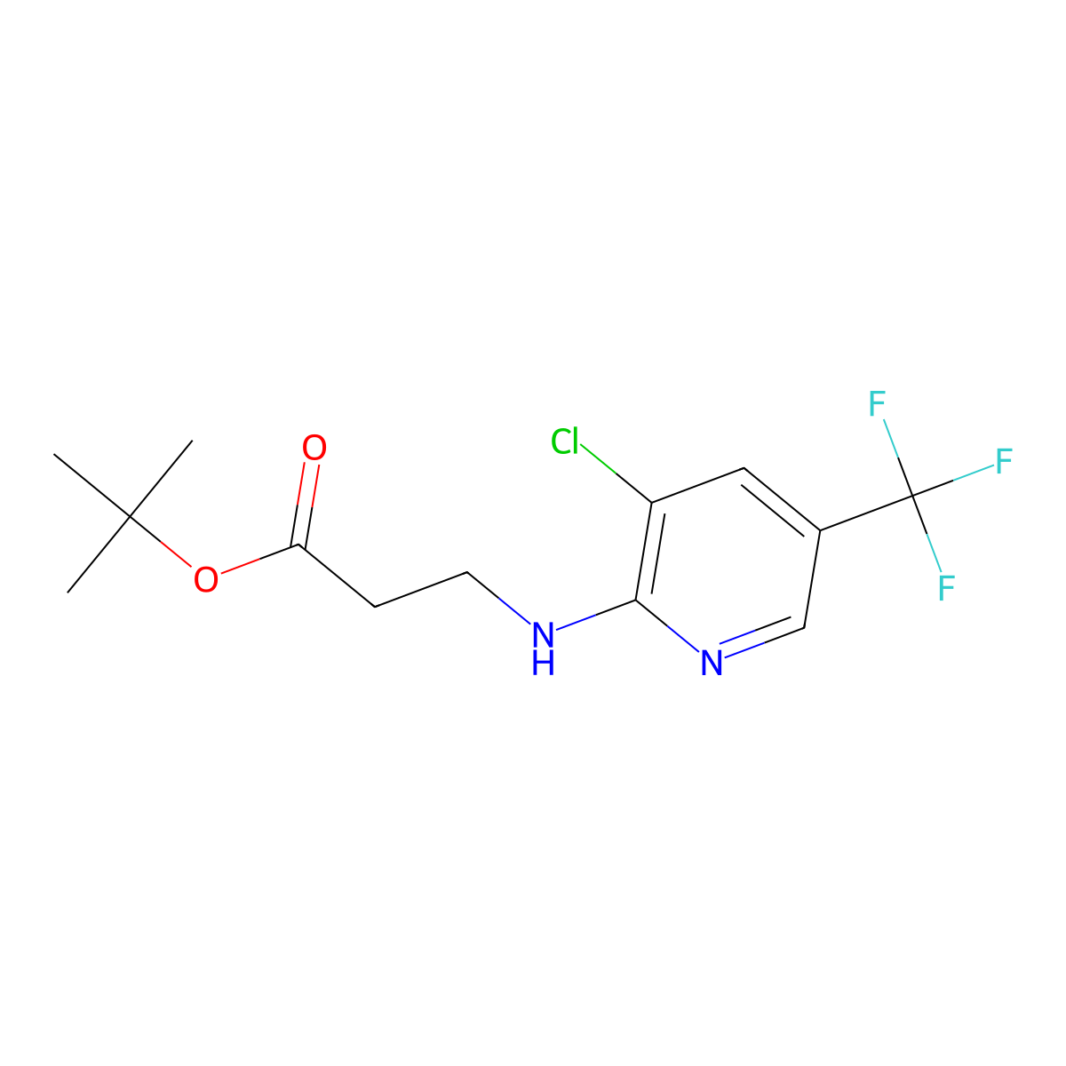 Tert-butyl 3-{[3-chloro-5-(trifluoromethyl)pyridin-2-yl]amino}propanoate molecular structure, CAS 2639413-63-9