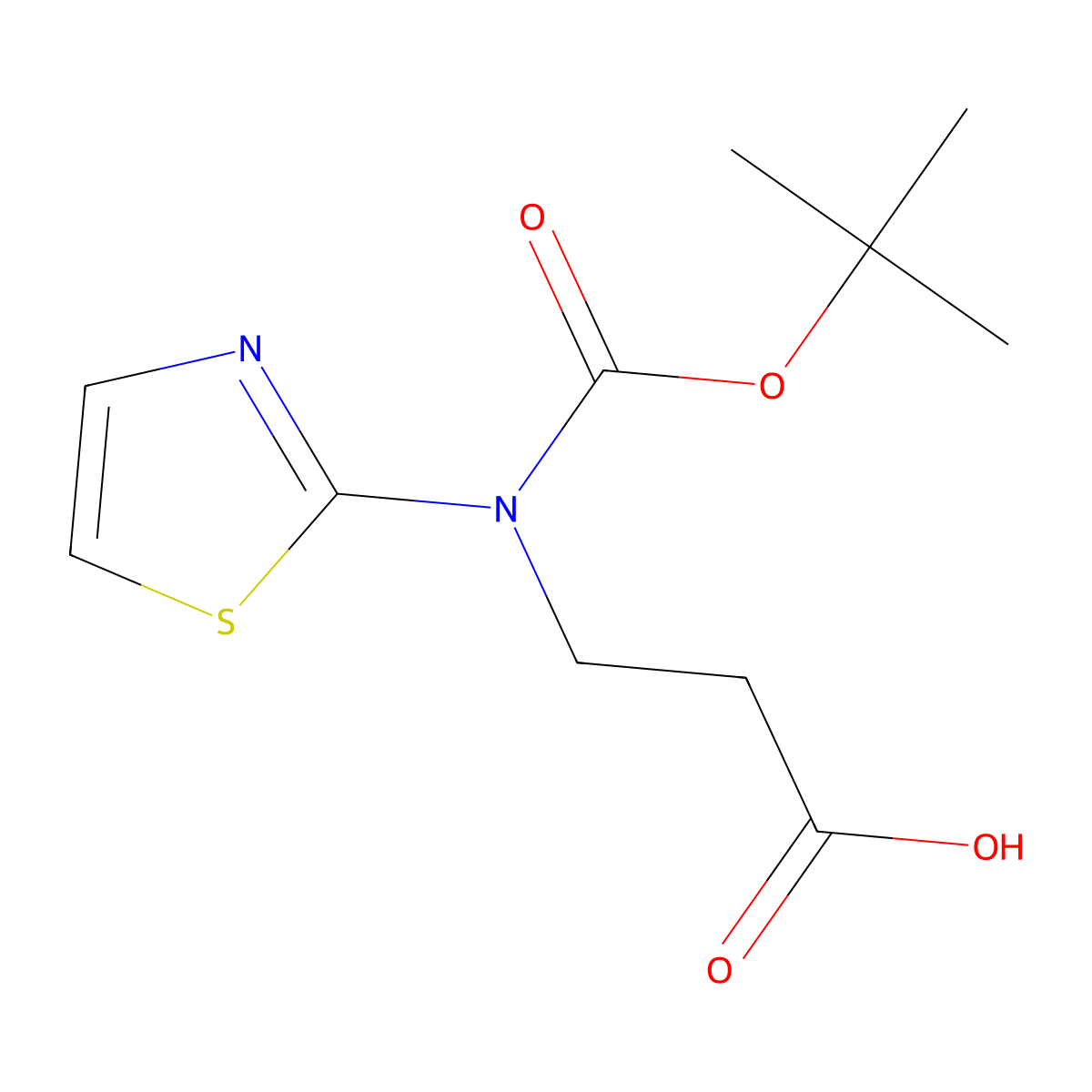 3-{[(Tert-butoxy)carbonyl](1,3-thiazol-2-yl)amino}propanoic acid molecular structure, CAS 2639413-65-1