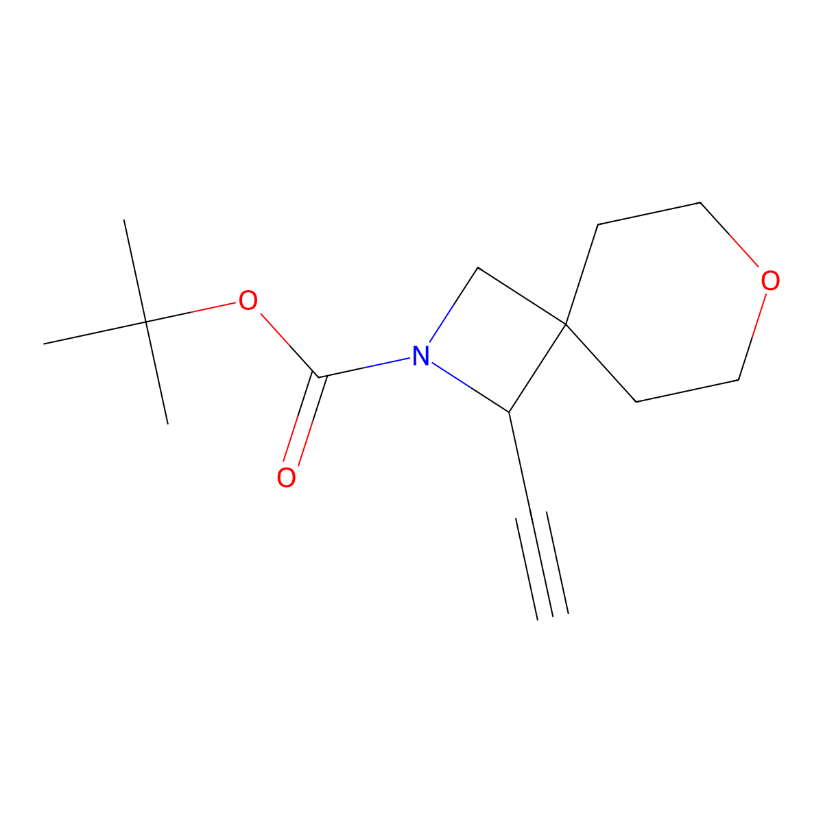 Tert-butyl 1-ethynyl-7-oxa-2-azaspiro[3.5]nonane-2-carboxylate molecular structure, CAS 2639413-69-5