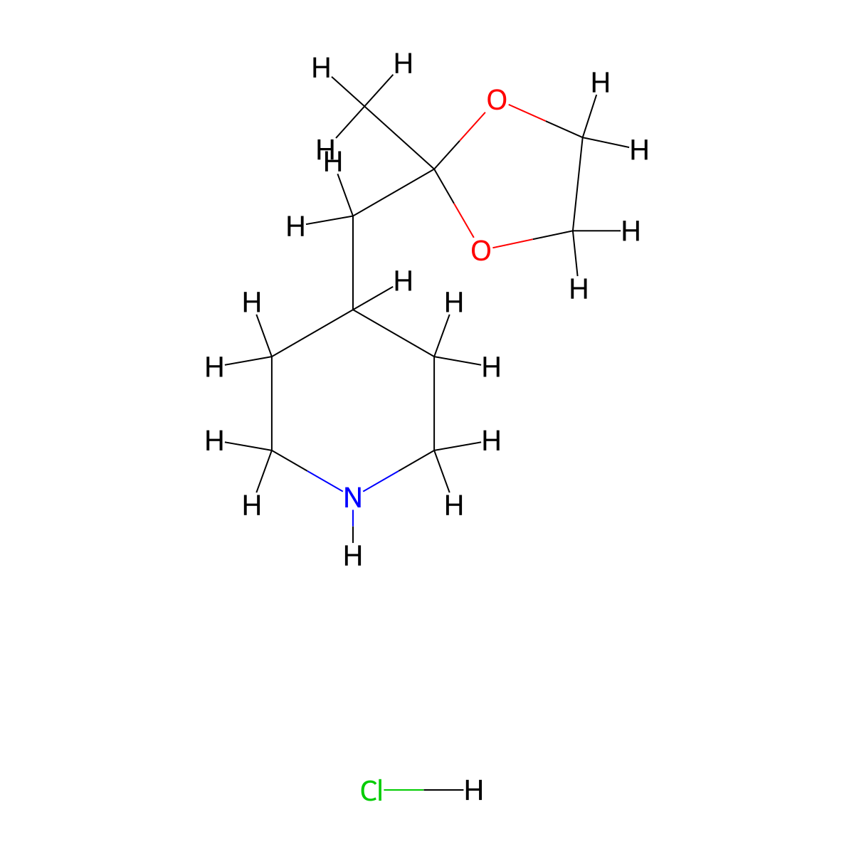 4-[(2-Methyl-1,3-dioxolan-2-yl)methyl]piperidine hydrochloride molecular structure, CAS 2639413-74-2