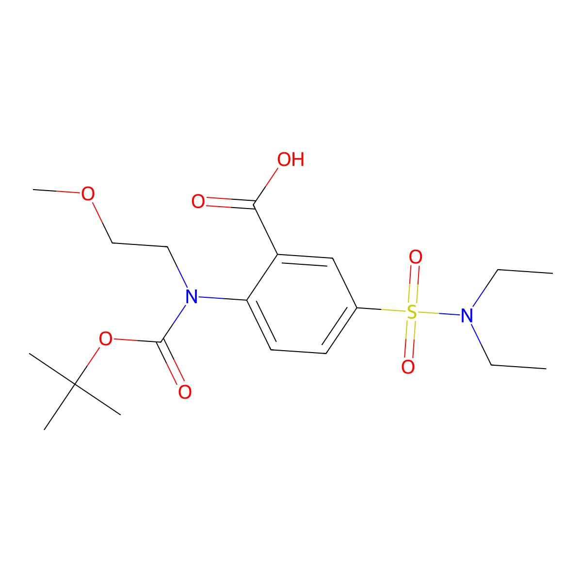 2-{[(Tert-butoxy)carbonyl](2-methoxyethyl)amino}-5-(diethylsulfamoyl)benzoic acid molecular structure, CAS 2639413-78-6