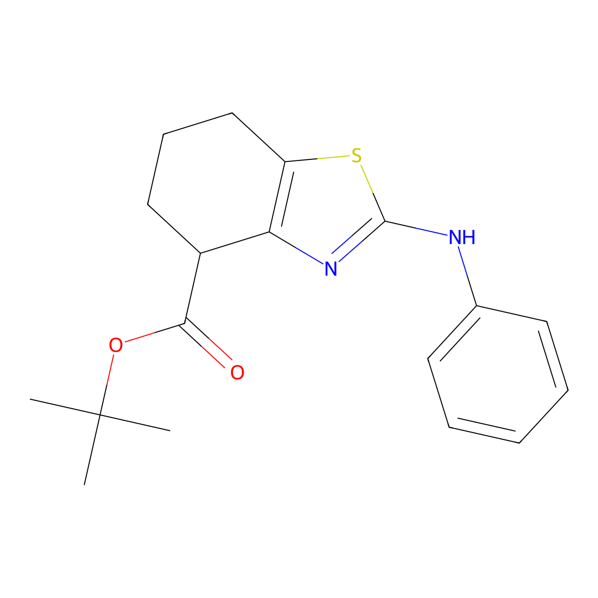 Tert-butyl 2-(phenylamino)-4,5,6,7-tetrahydro-1,3-benzothiazole-4-carboxylate molecular structure, CAS 2639413-80-0
