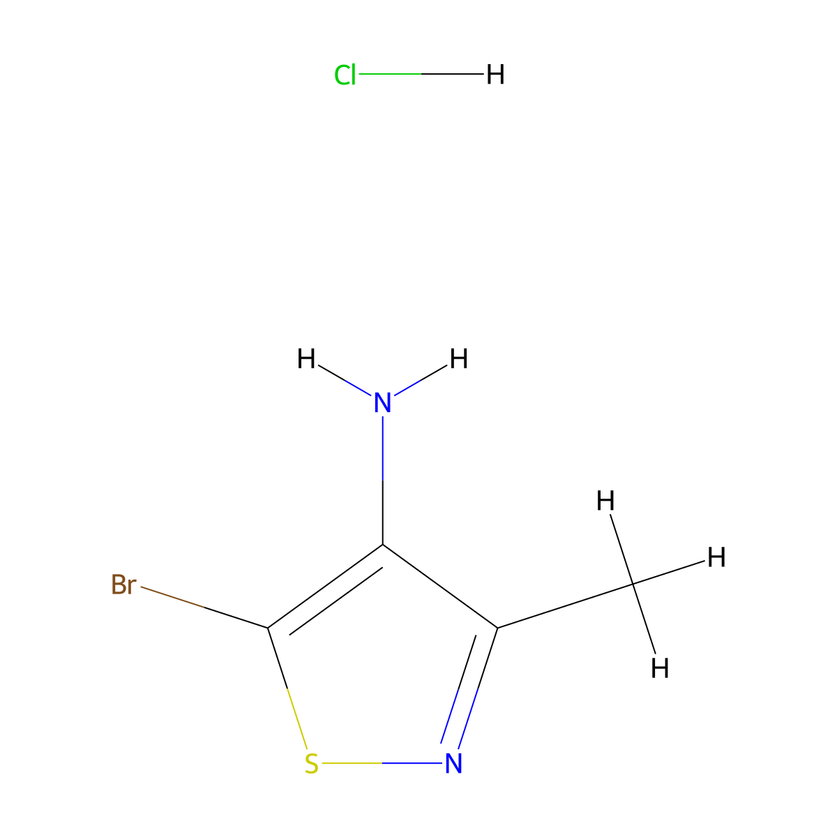 5-Bromo-3-methyl-1,2-thiazol-4-aminehydrochloride molecular structure, CAS 2639413-85-5