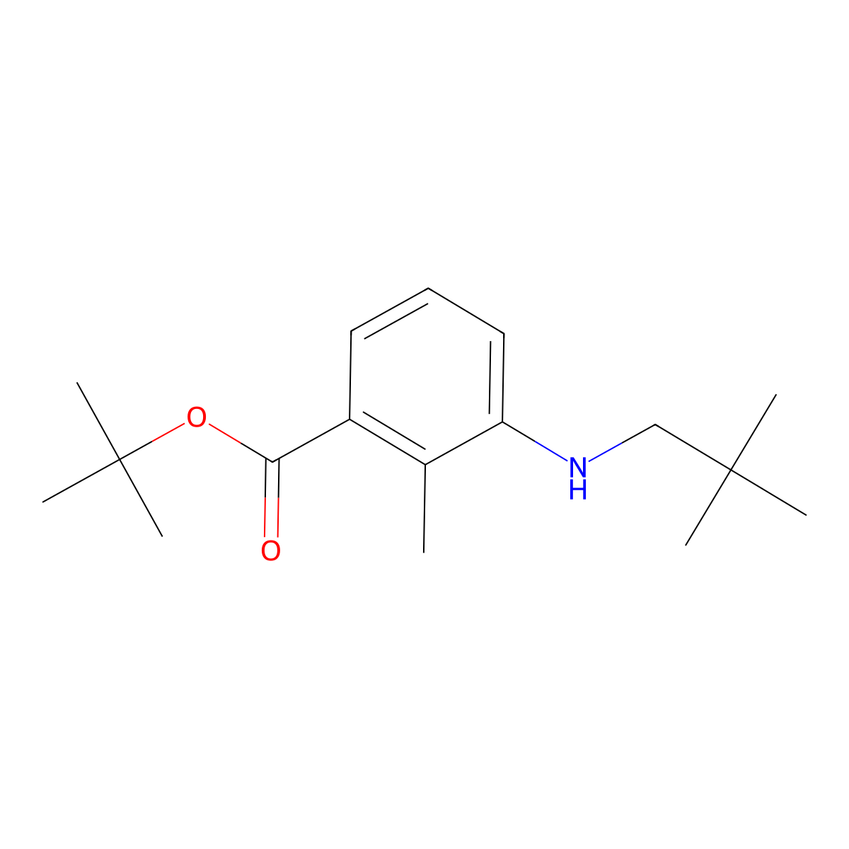 Tert-butyl 3-[(2,2-dimethylpropyl)amino]-2-methylbenzoate molecular structure, CAS 2639413-91-3