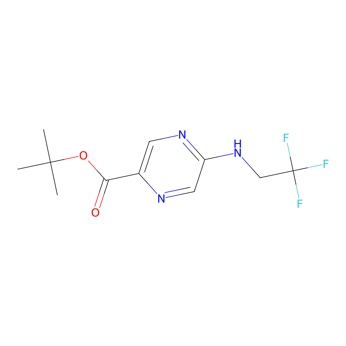 Tert-butyl 5-[(2,2,2-trifluoroethyl)amino]pyrazine-2-carboxylate molecular structure, CAS 2639413-92-4