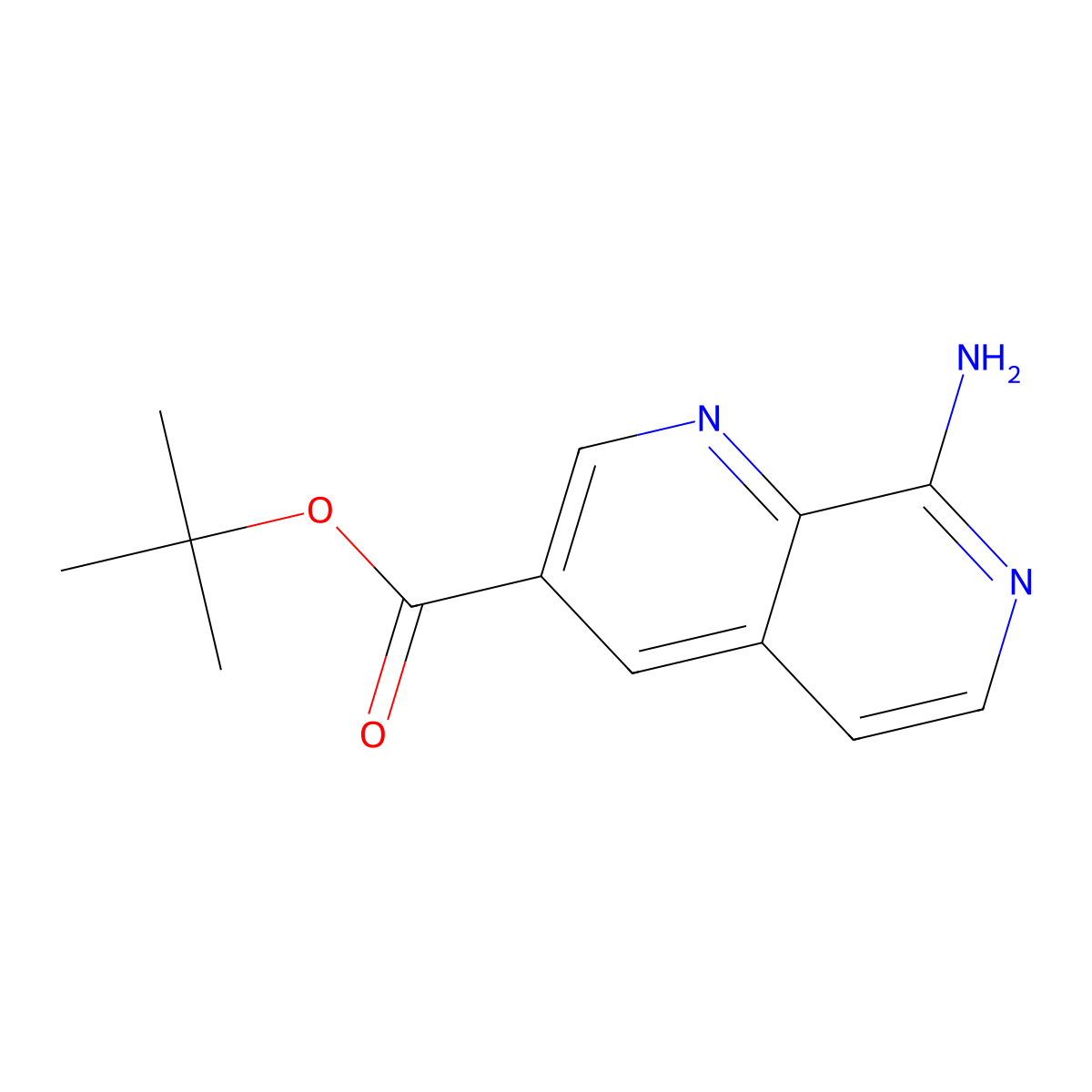 Tert-butyl 8-amino-1,7-naphthyridine-3-carboxylate molecular structure, CAS 2639413-93-5