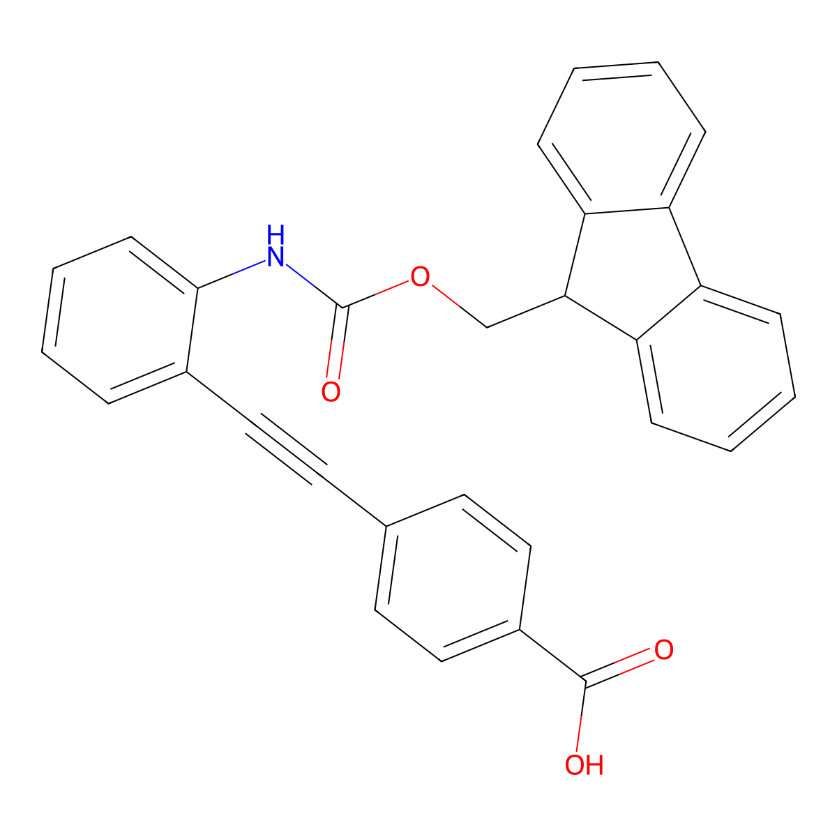 4-{2-[2-({[(9H-fluoren-9-yl)methoxy]carbonyl}amino)phenyl]ethynyl}benzoic acid molecular structure, CAS 2639414-24-5