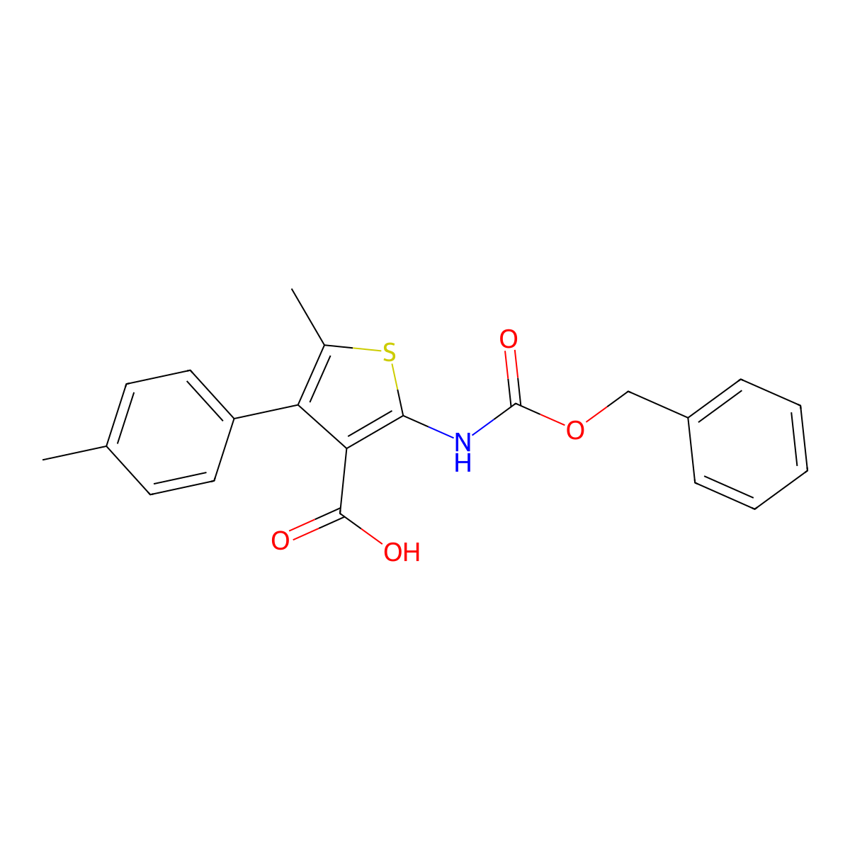 2-{[(Benzyloxy)carbonyl]amino}-5-methyl-4-(4-methylphenyl)thiophene-3-carboxylic acid molecular structure, CAS 2639414-25-6
