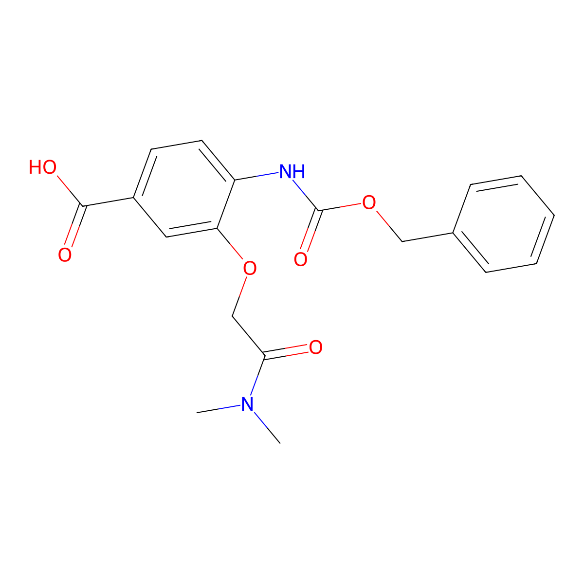 4-{[(Benzyloxy)carbonyl]amino}-3-[(dimethylcarbamoyl)methoxy]benzoic acid molecular structure, CAS 2639414-33-6