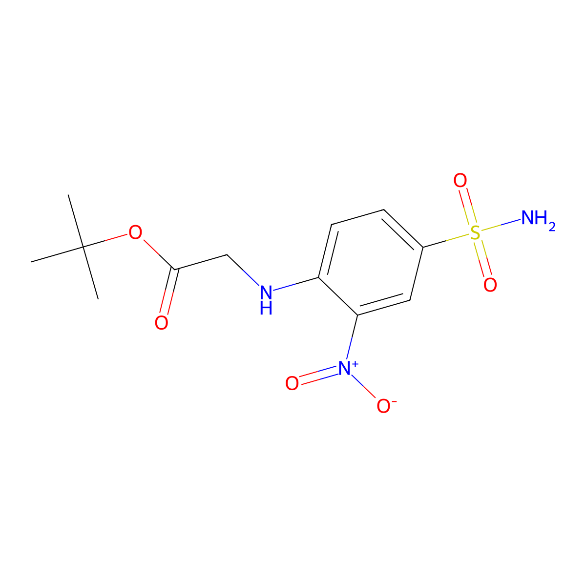 Tert-butyl 2-[(2-nitro-4-sulfamoylphenyl)amino]acetate molecular structure, CAS 2639414-49-4