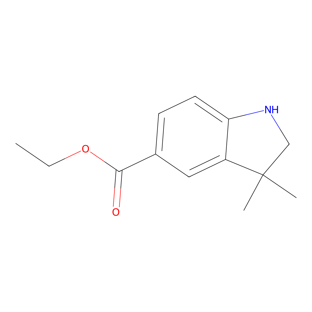 ethyl 3,3-dimethyl-2,3-dihydro-1H-indole-5-carboxylate molecular structure, CAS 2639414-54-1