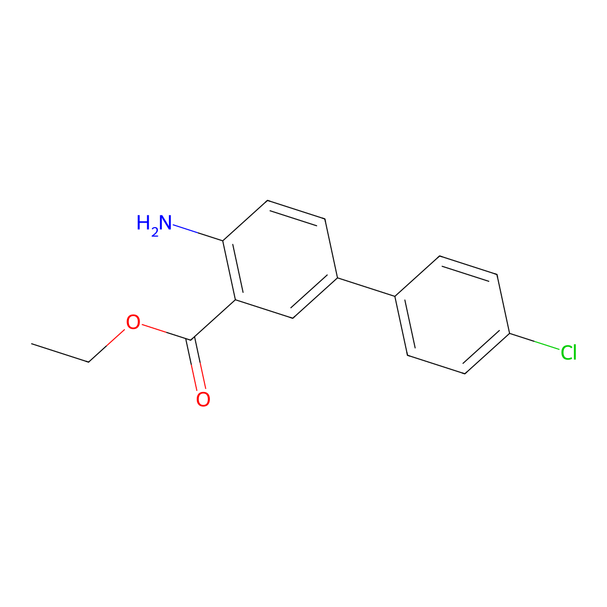 Ethyl 4-amino-4'-chloro-[1,1'-biphenyl]-3-carboxylate molecular structure, CAS 2639414-58-5