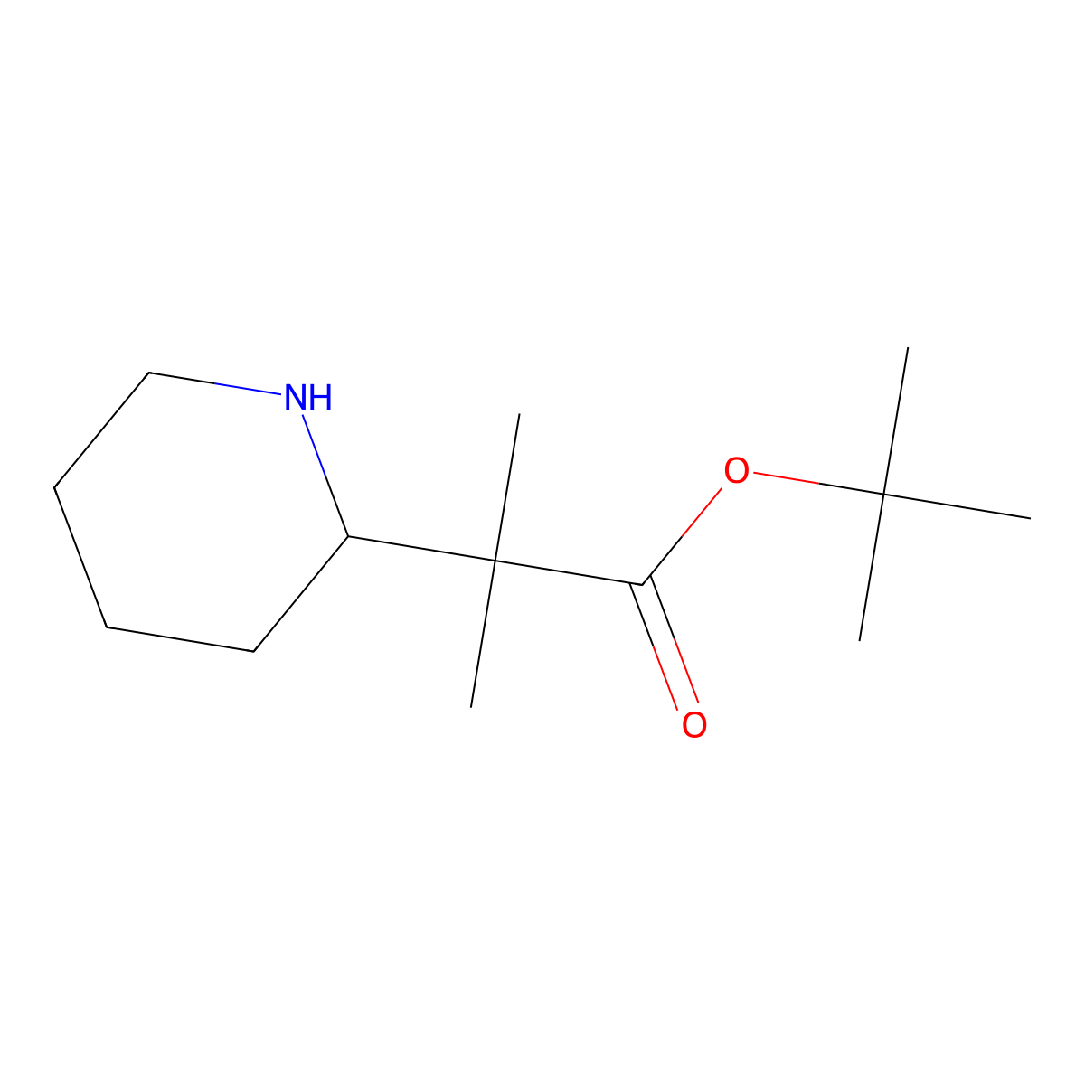 Tert-butyl 2-methyl-2-(piperidin-2-yl)propanoate molecular structure, CAS 2639414-59-6