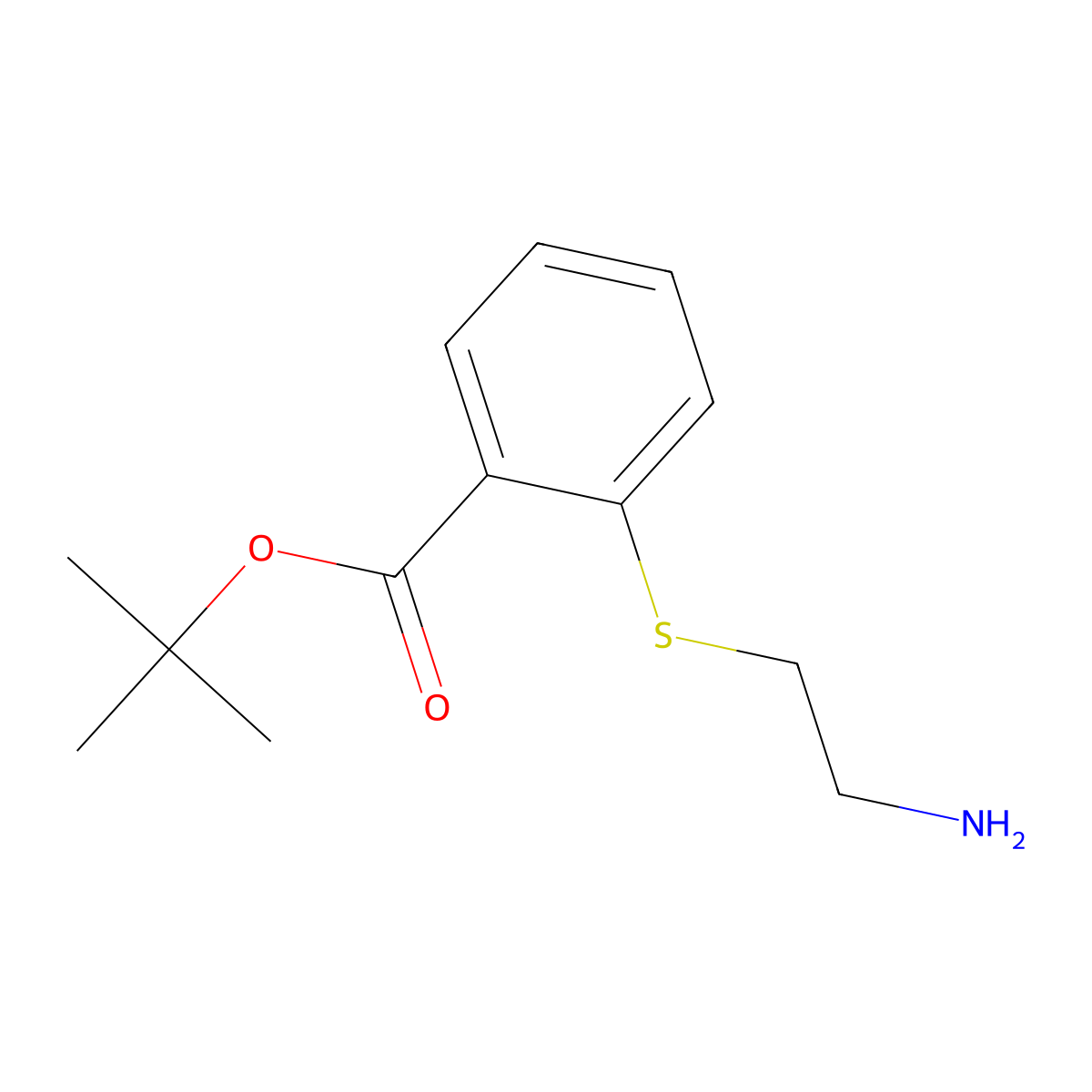 Tert-butyl 2-[(2-aminoethyl)sulfanyl]benzoate molecular structure, CAS 2639414-61-0