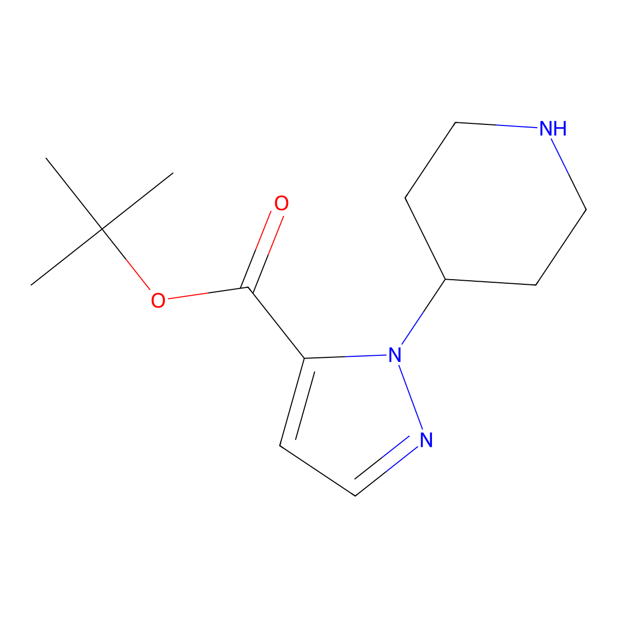 tert-butyl 1-(piperidin-4-yl)-1H-pyrazole-5-carboxylate molecular structure, CAS 2639414-71-2