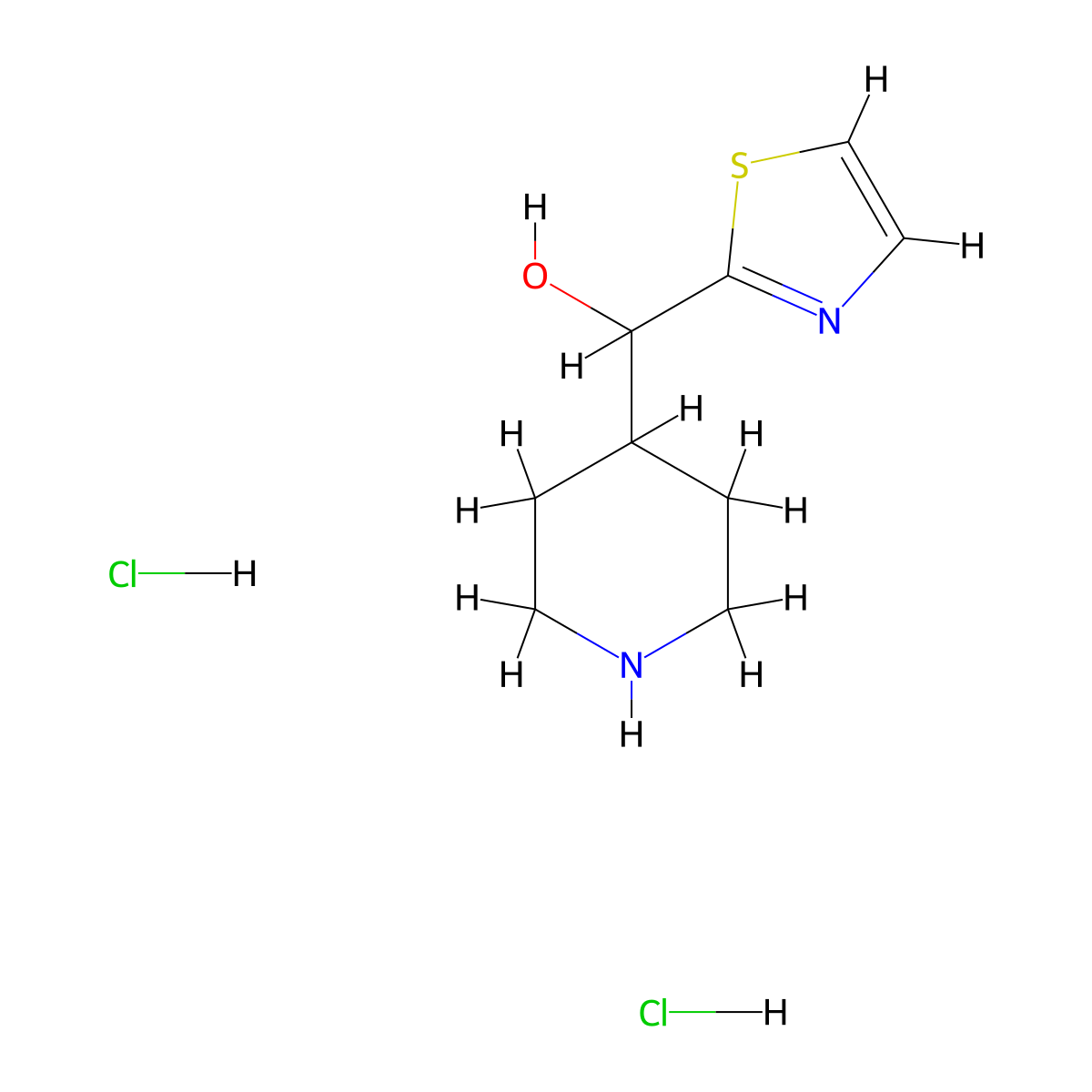 (Piperidin-4-yl)(1,3-thiazol-2-yl)methanol dihydrochloride molecular structure, CAS 2639414-75-6