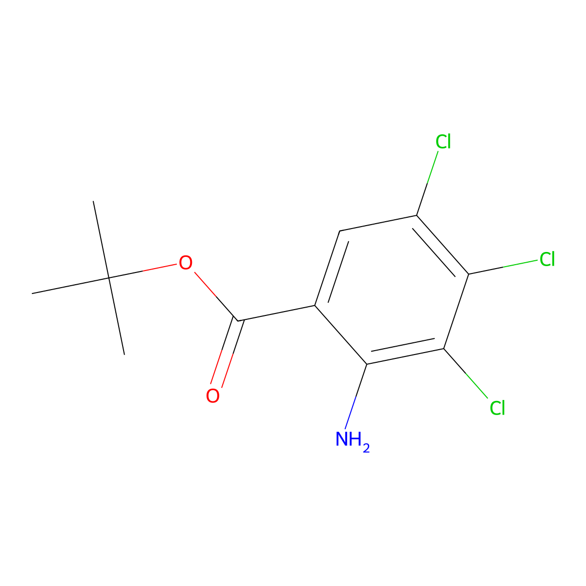 Tert-butyl 2-amino-3,4,5-trichlorobenzoate molecular structure, CAS 2639414-80-3