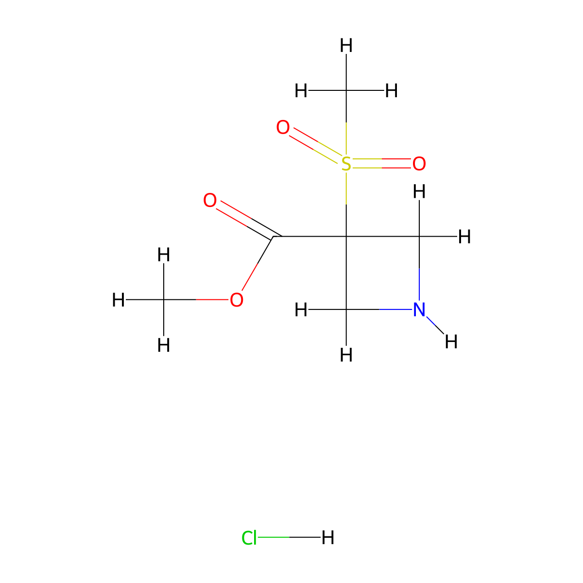 Methyl 3-methanesulfonylazetidine-3-carboxylate hydrochloride molecular structure, CAS 2639414-83-6
