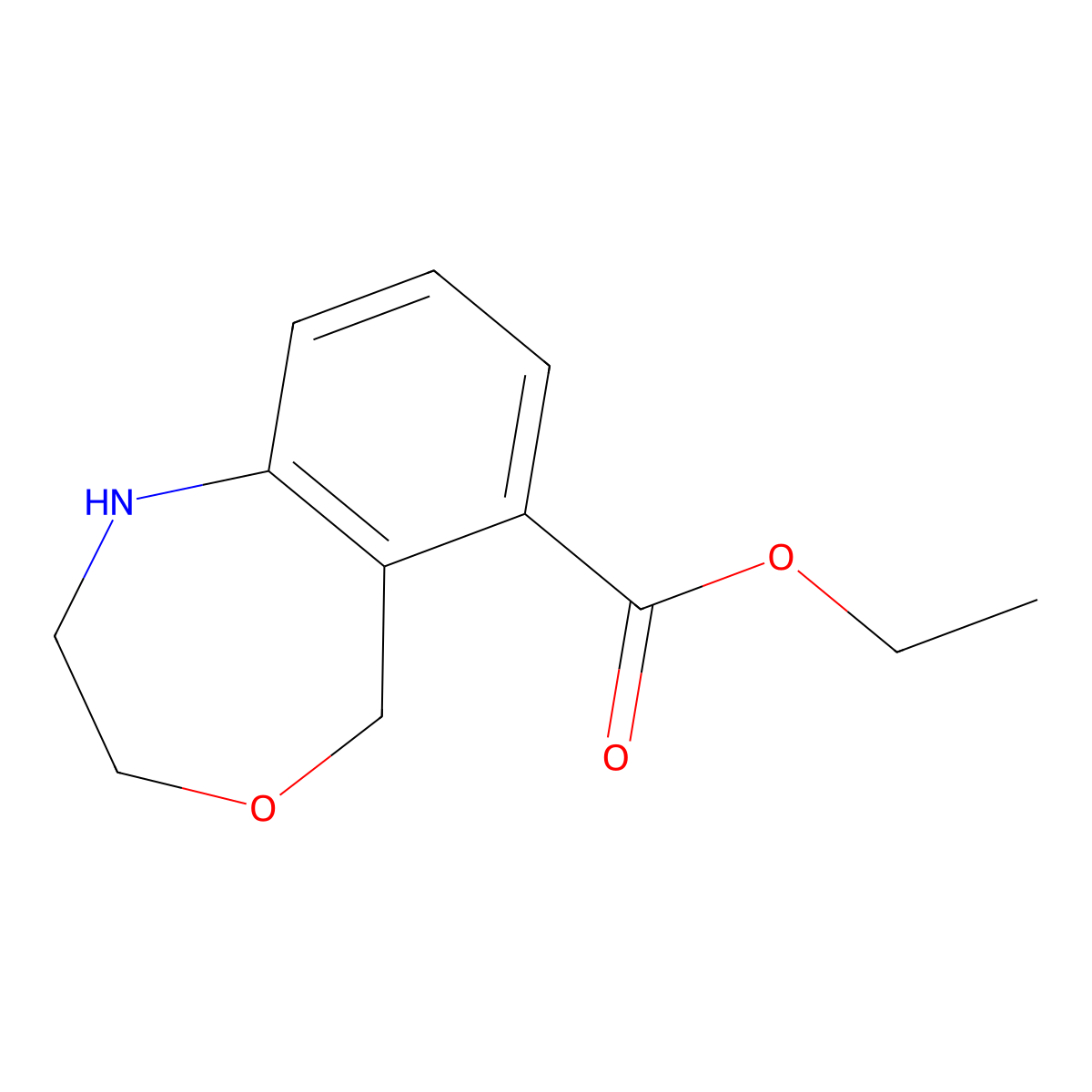 Ethyl 1,2,3,5-tetrahydro-4,1-benzoxazepine-6-carboxylate molecular structure, CAS 2639414-84-7