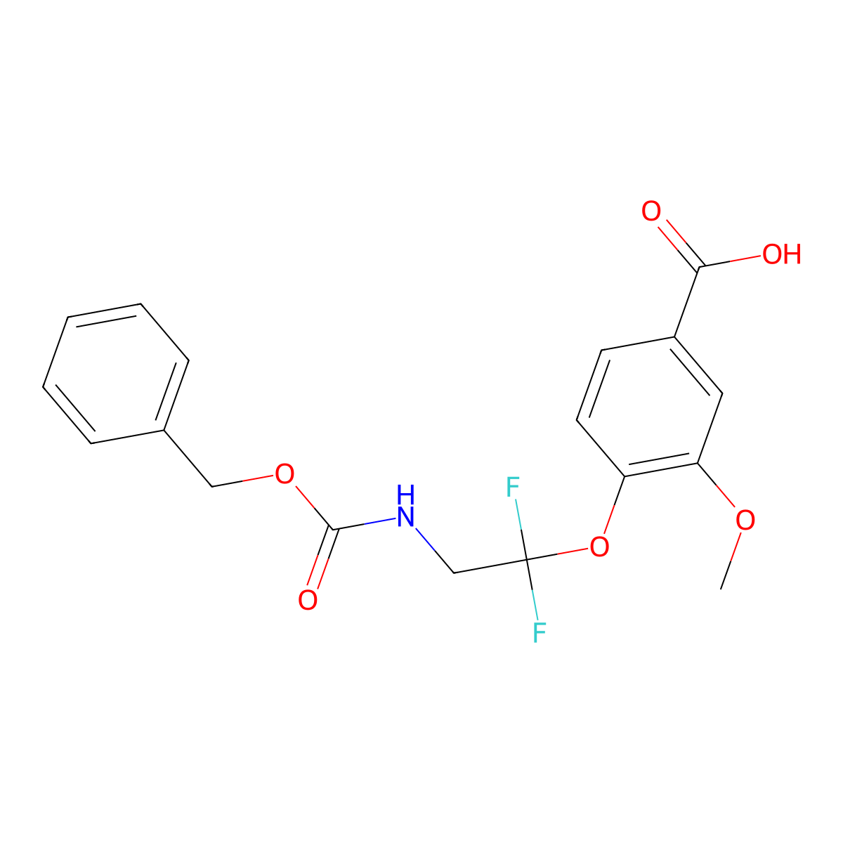4-(2-{[(Benzyloxy)carbonyl]amino}-1,1-difluoroethoxy)-3-methoxybenzoic acid molecular structure, CAS 2639414-85-8