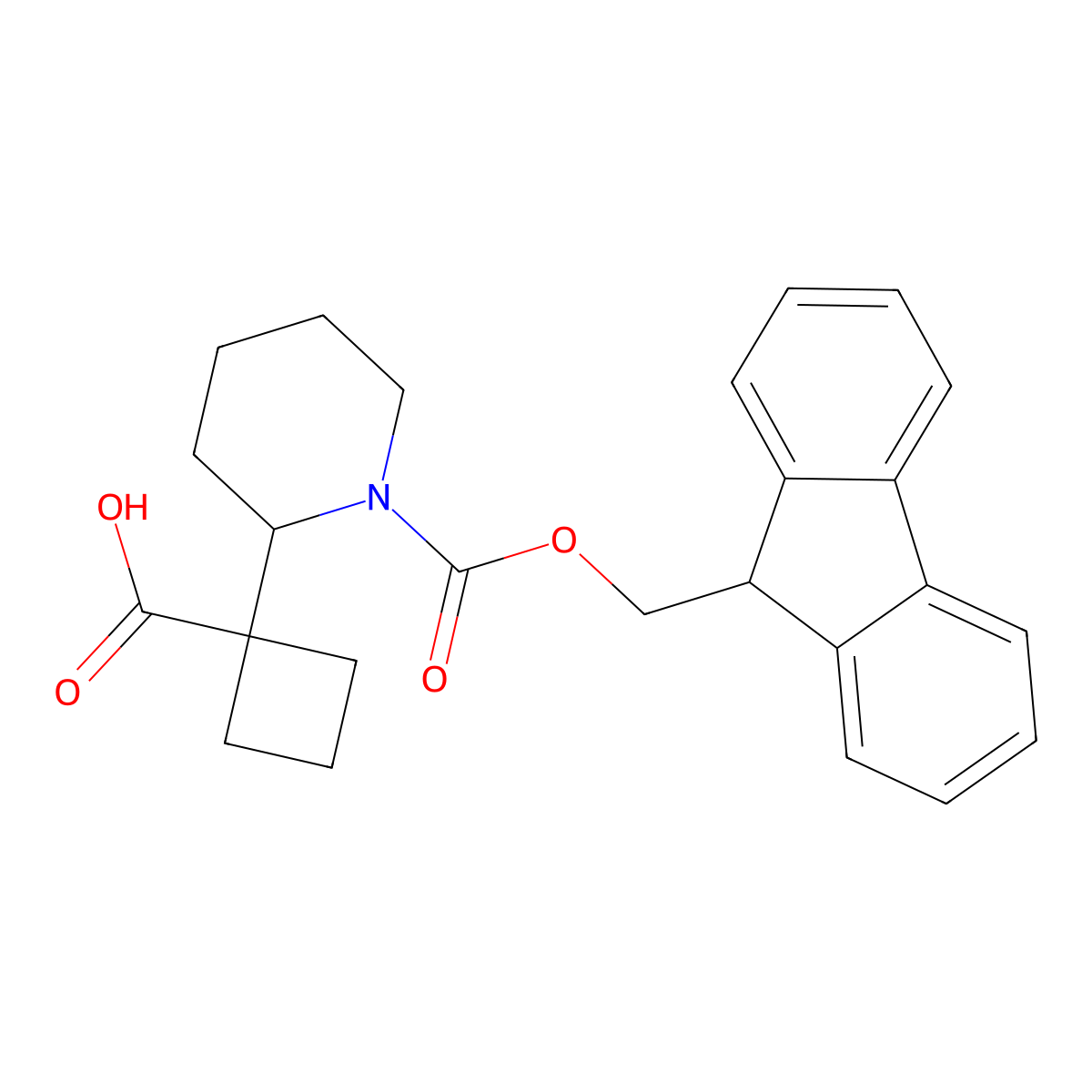 1-(1-{[(9H-fluoren-9-yl)methoxy]carbonyl}piperidin-2-yl)cyclobutane-1-carboxylic acid molecular structure, CAS 2639414-90-5