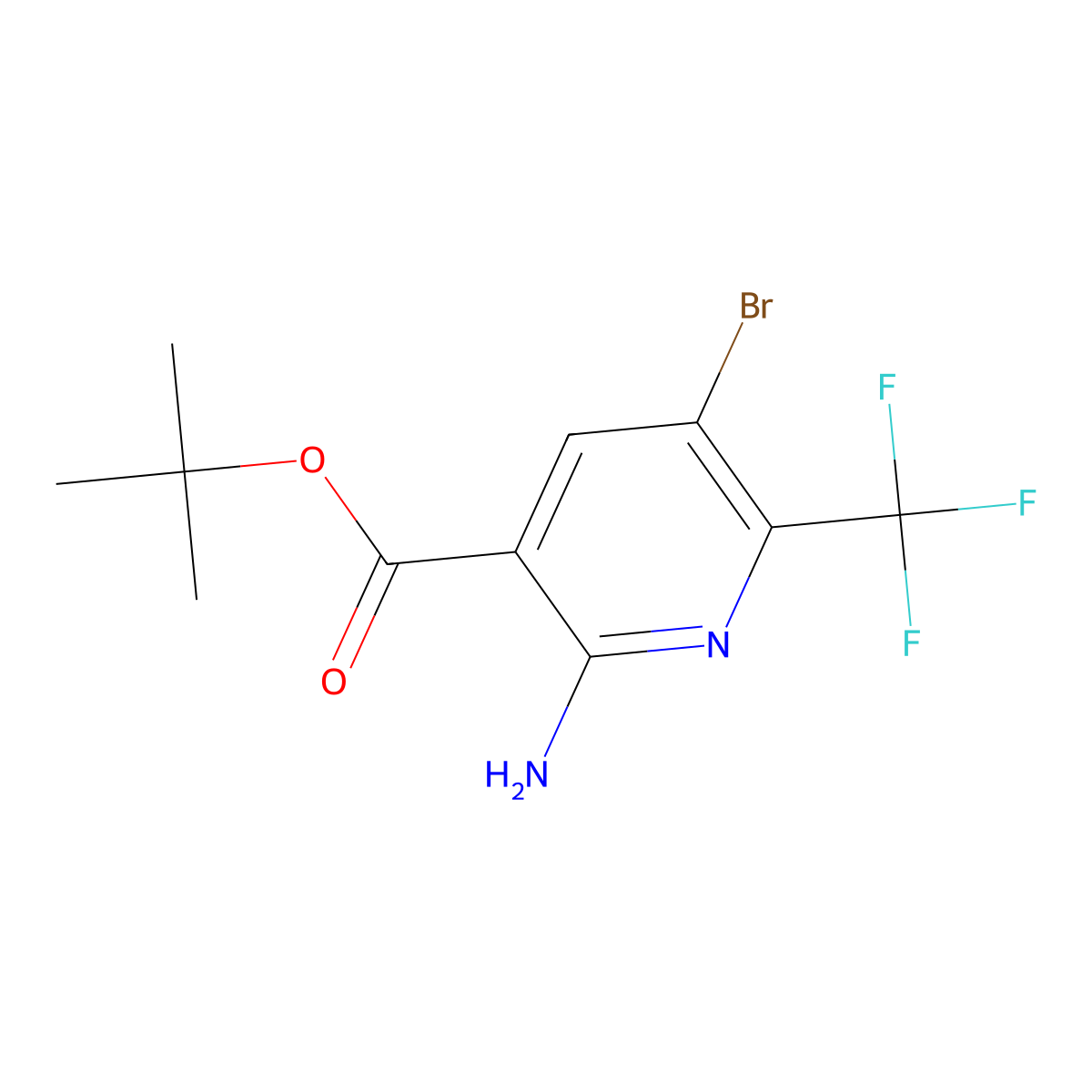 Tert-butyl 2-amino-5-bromo-6-(trifluoromethyl)pyridine-3-carboxylate molecular structure, CAS 2639414-91-6