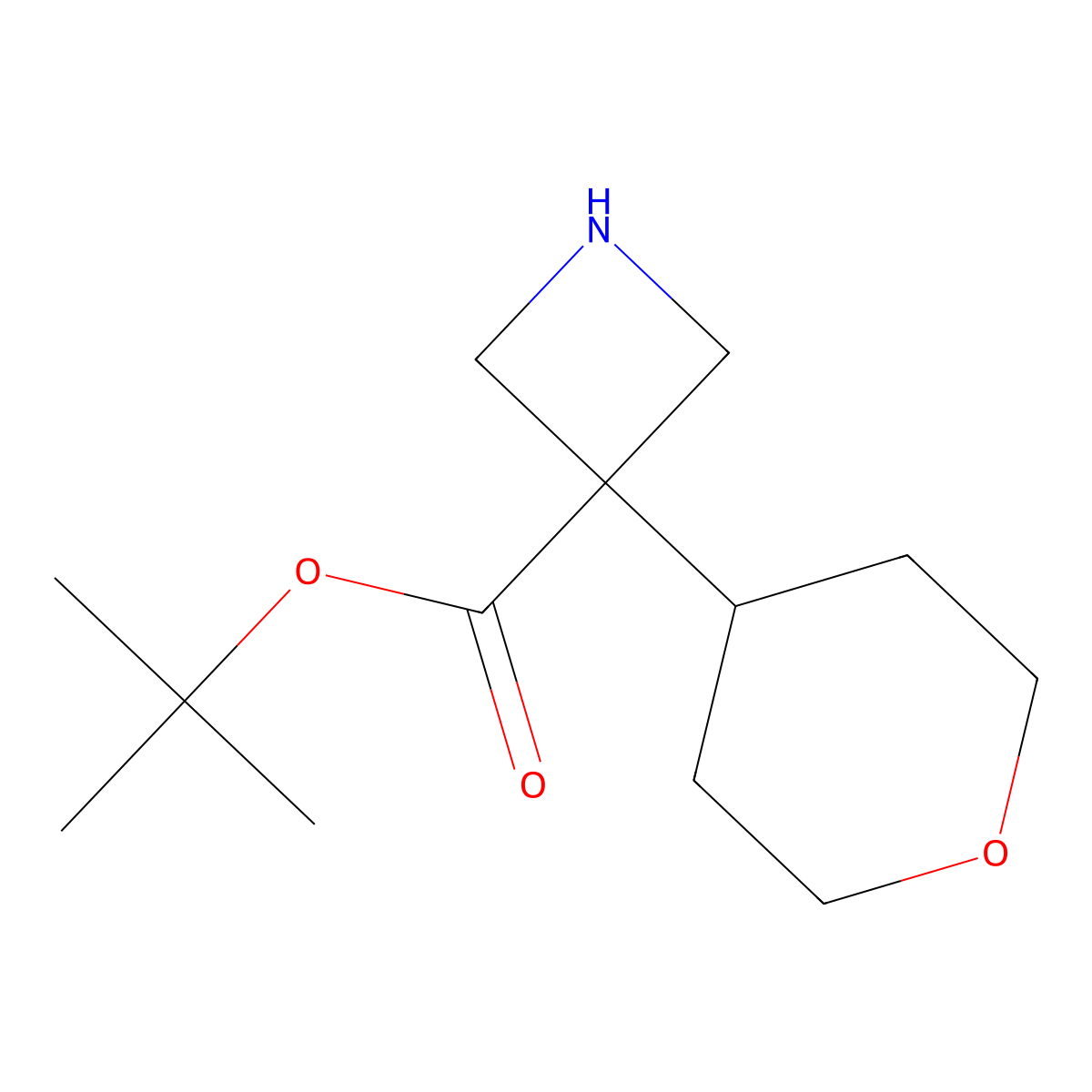 Tert-butyl 3-(oxan-4-yl)azetidine-3-carboxylate molecular structure, CAS 2639414-97-2