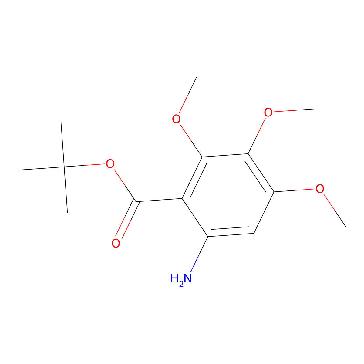Tert-butyl 6-amino-2,3,4-trimethoxybenzoate molecular structure, CAS 2639415-00-0