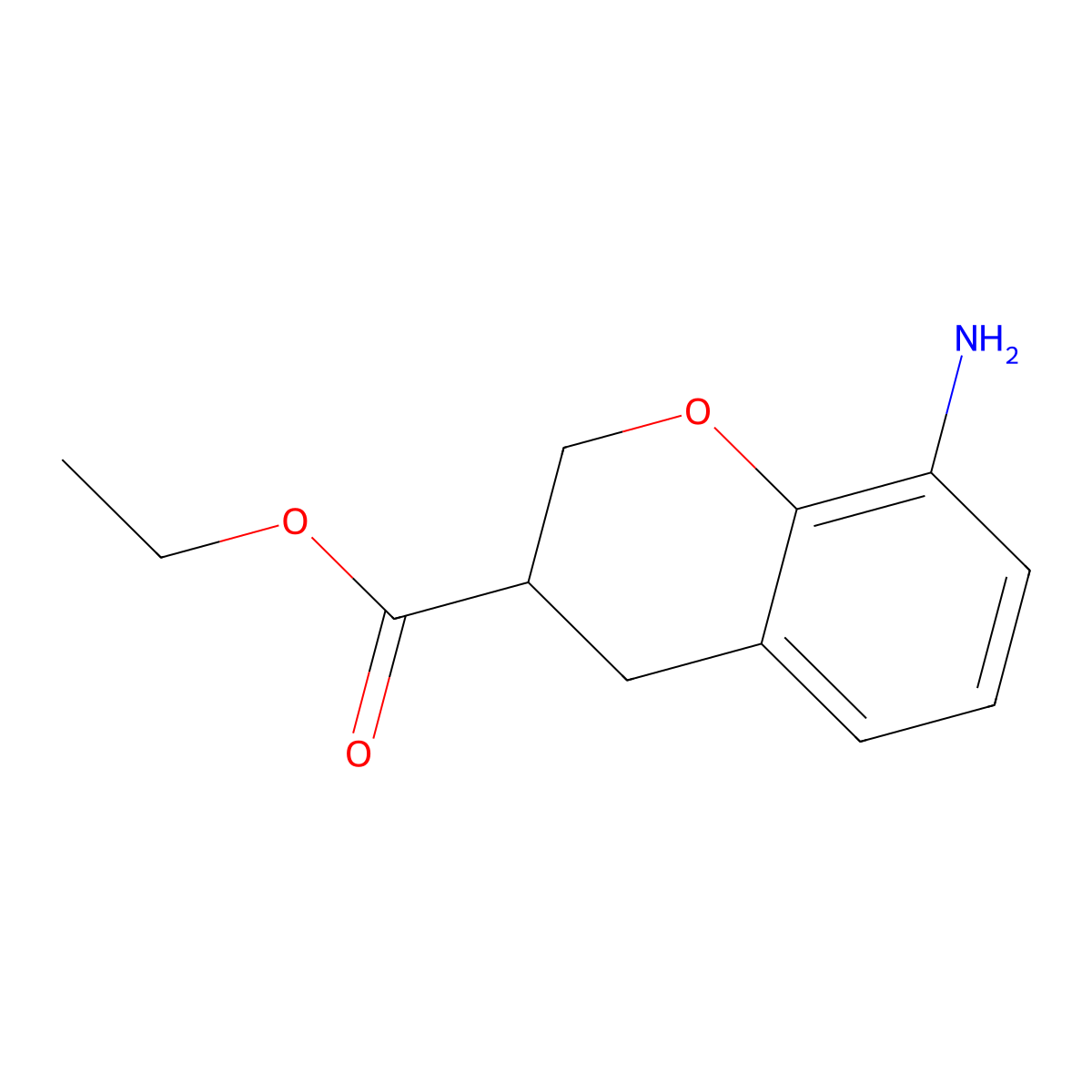 ethyl 8-amino-3,4-dihydro-2H-1-benzopyran-3-carboxylate molecular structure, CAS 2639415-21-5